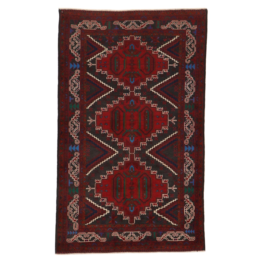 3'10 x 6'4 Hand-Knotted Persian Baluch Rug, 2000s