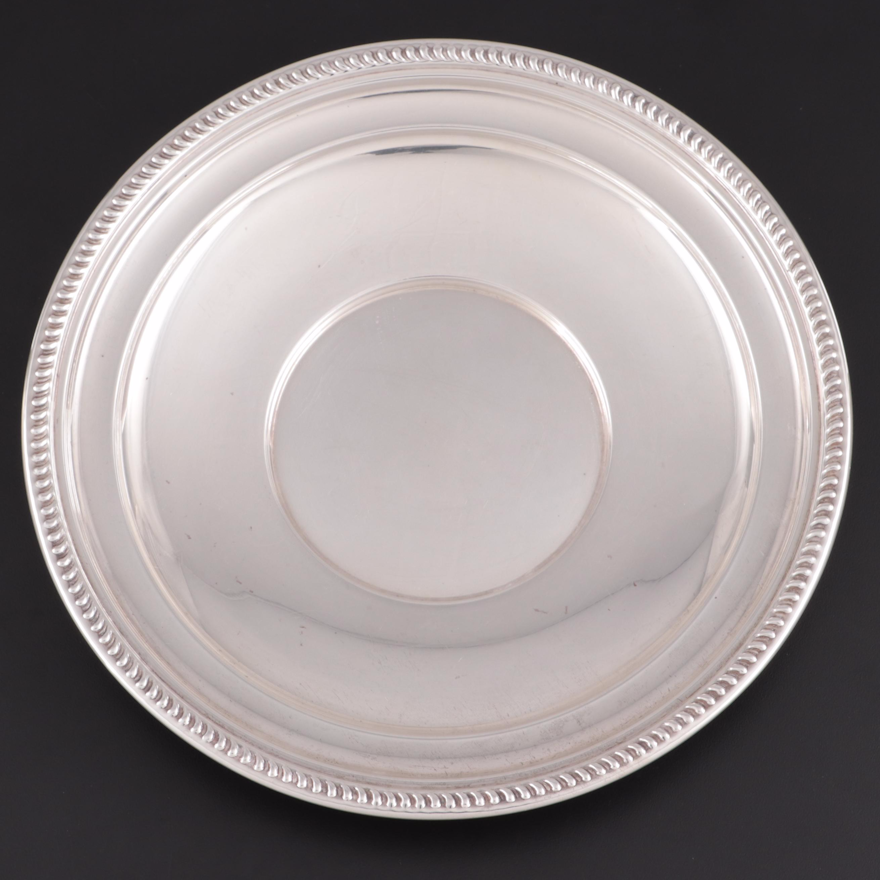 Rope Edge Round Sterling Silver Sandwich Plate, Early to Mid 20th Century