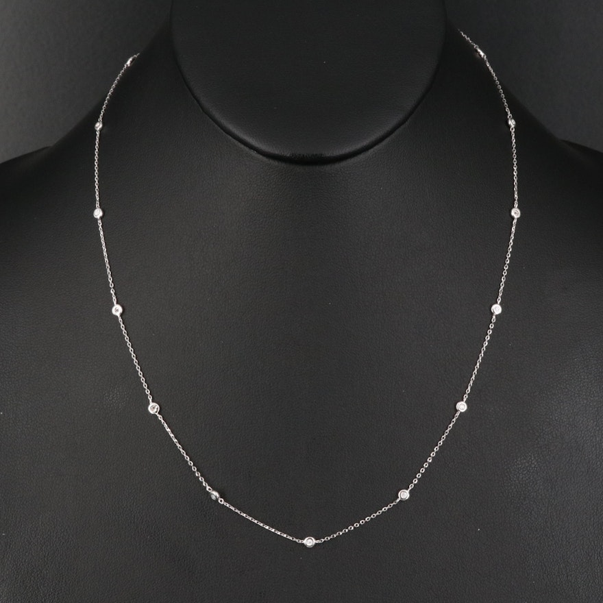 14K Diamond Station Necklace