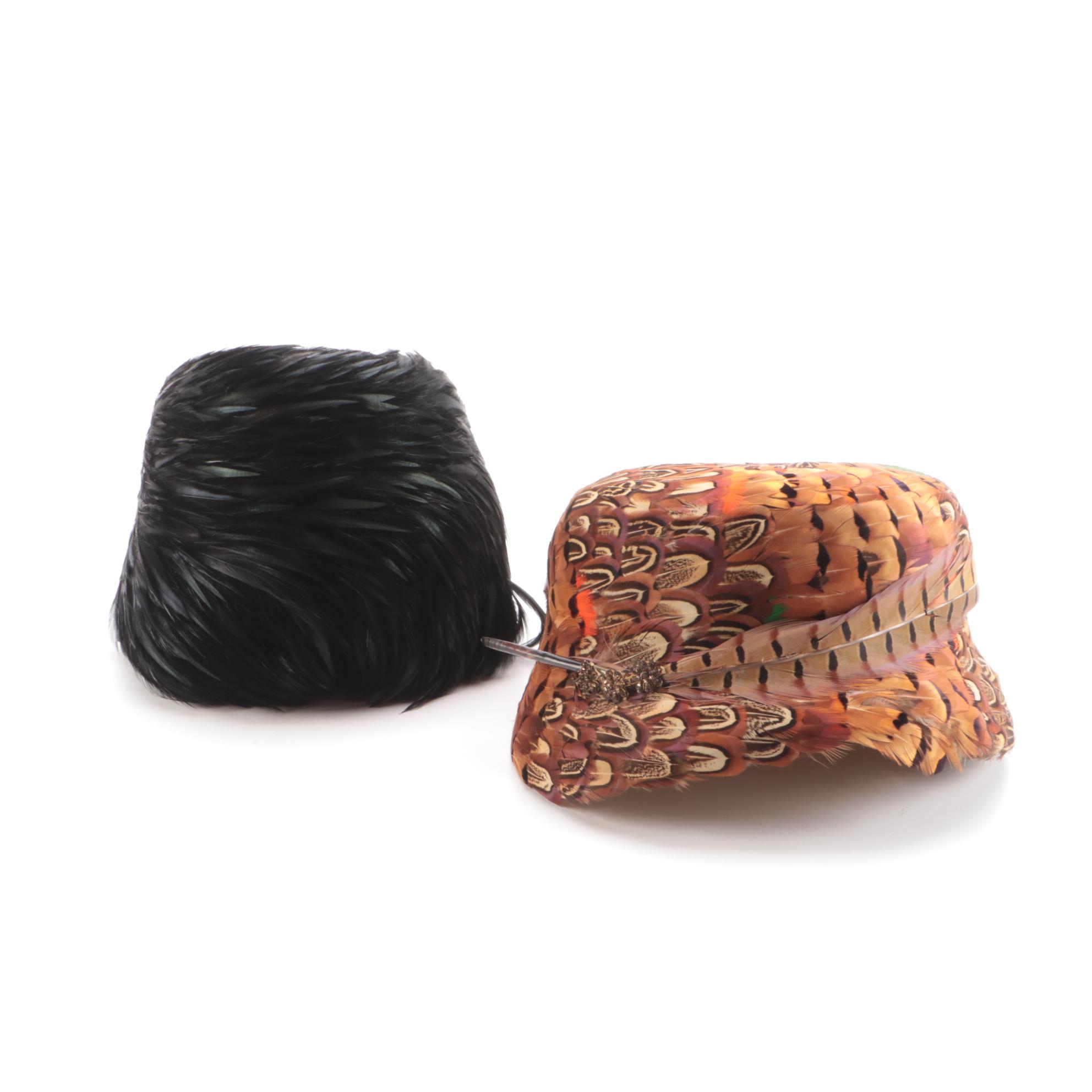 Miller & Rhoads Cayuga Duck and Pheasant Feather Cloche Hats