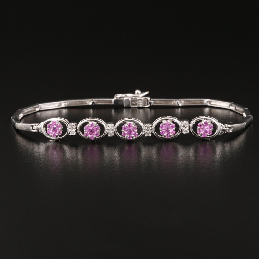 14K Pink Sapphire and Diamond Bracelet
