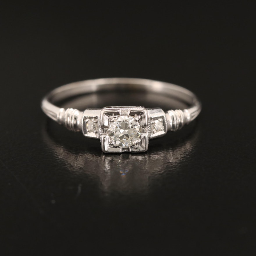 Vintage 14K Diamond Three Stone Ring