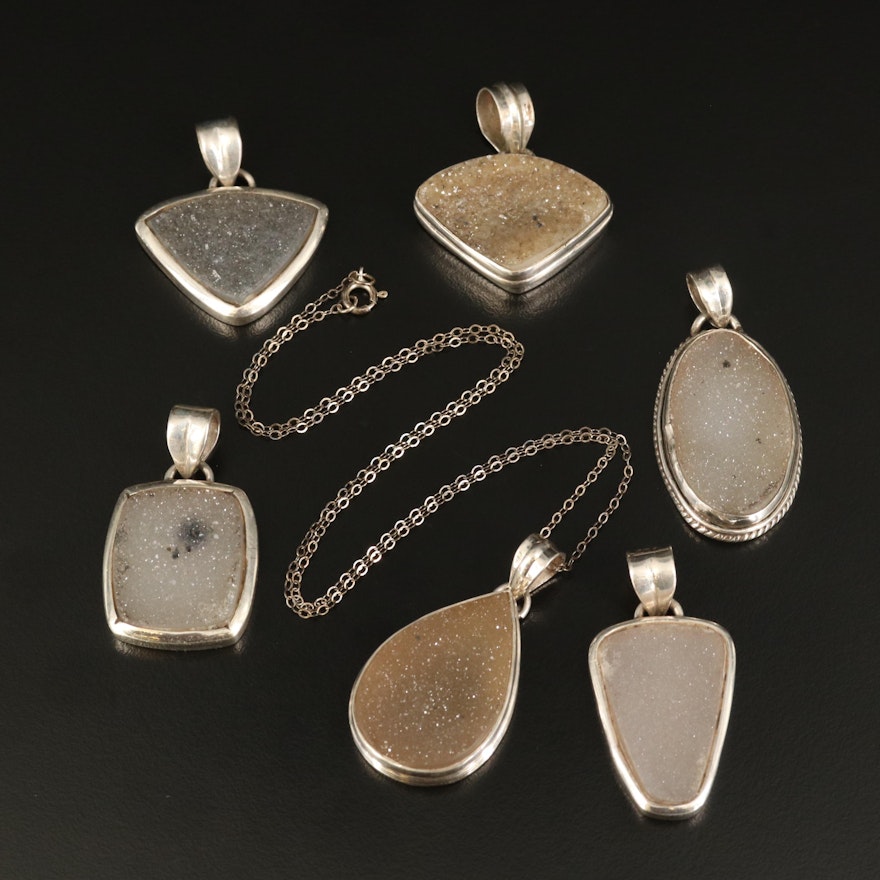 Sterling Silver Druzy Necklace and Pendants