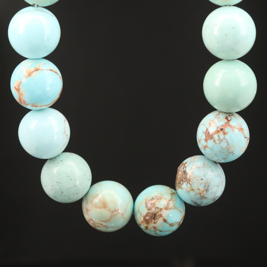 Magnesite Beaded Necklace with Sterling Silver Closure