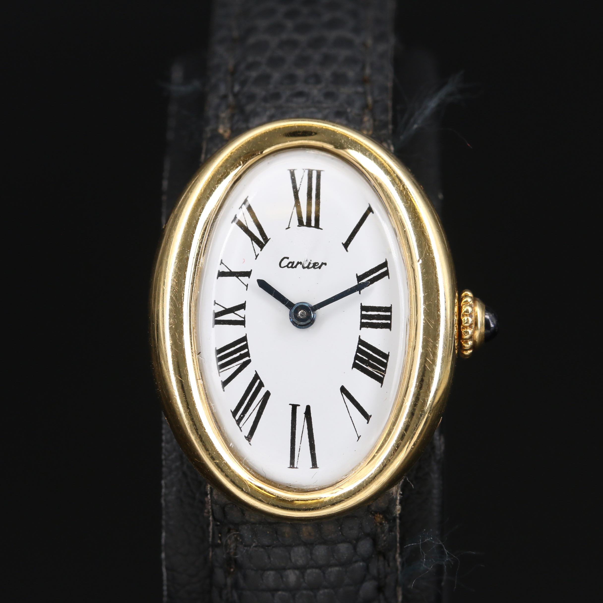 18K Cartier Baignoire Watch with Jaeger-LeCoultre Movement