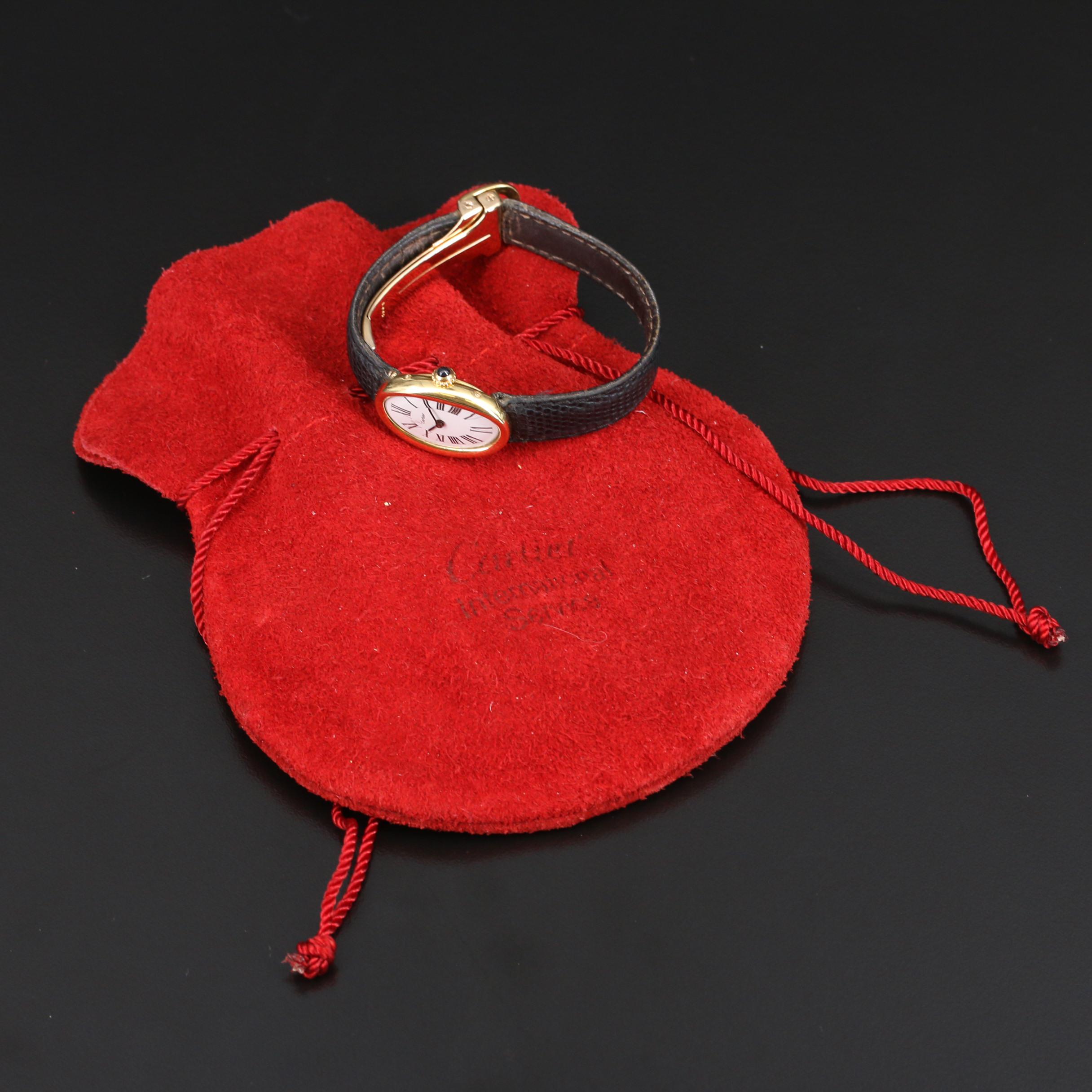 18K Cartier Baignoire Watch with Jaeger-LeCoultre Movement