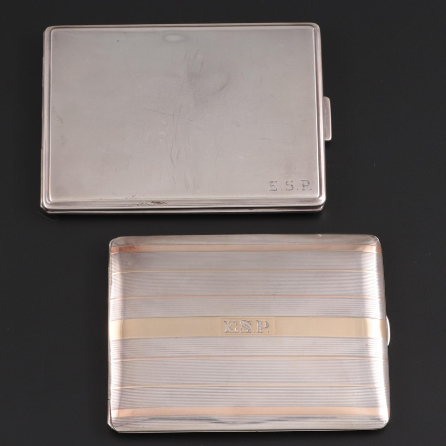 James E. Blake Co. 14K Gold and Sterling with Other Sterling Cigarette Cases
