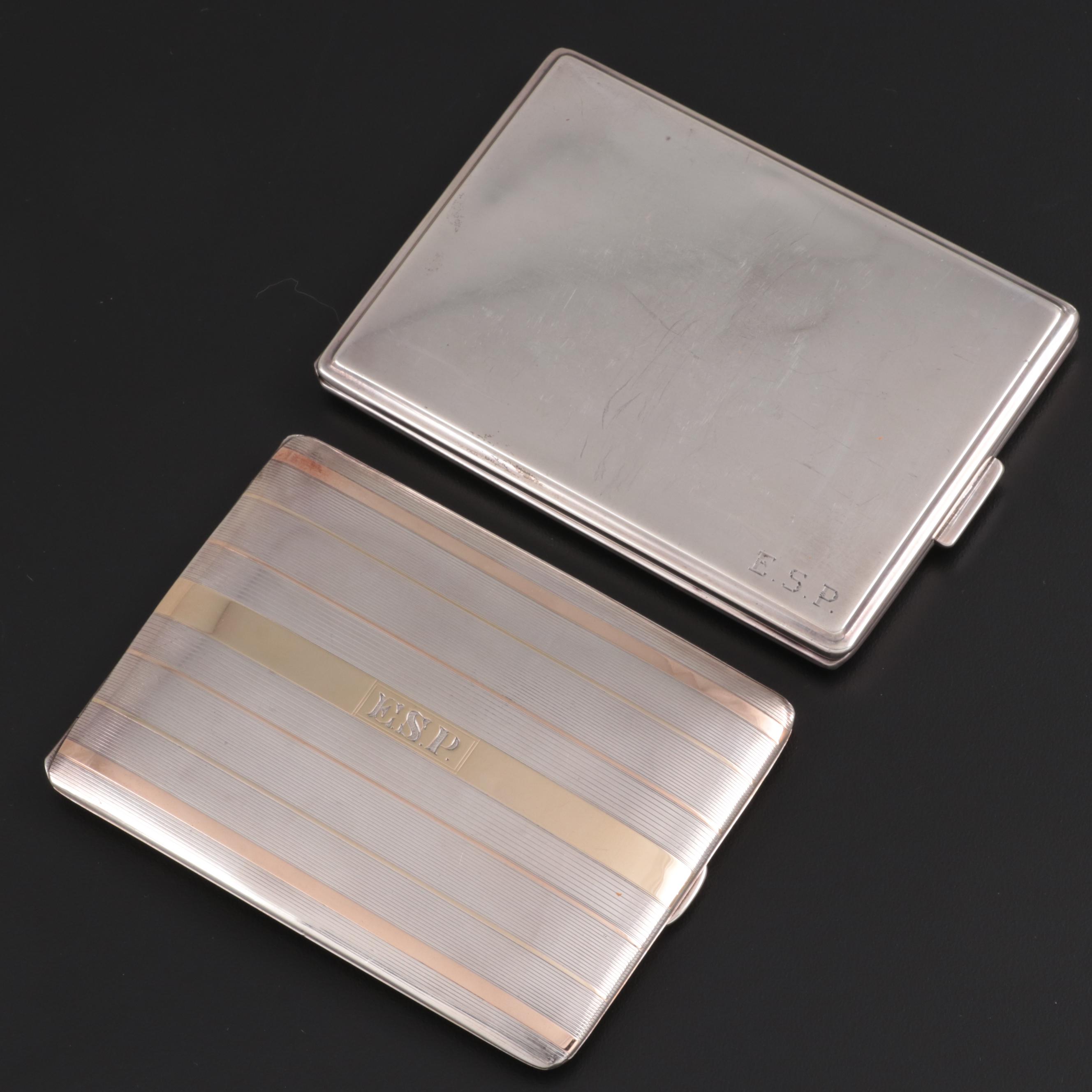 James E. Blake Co. 14K Gold and Sterling with Other Sterling Cigarette Cases