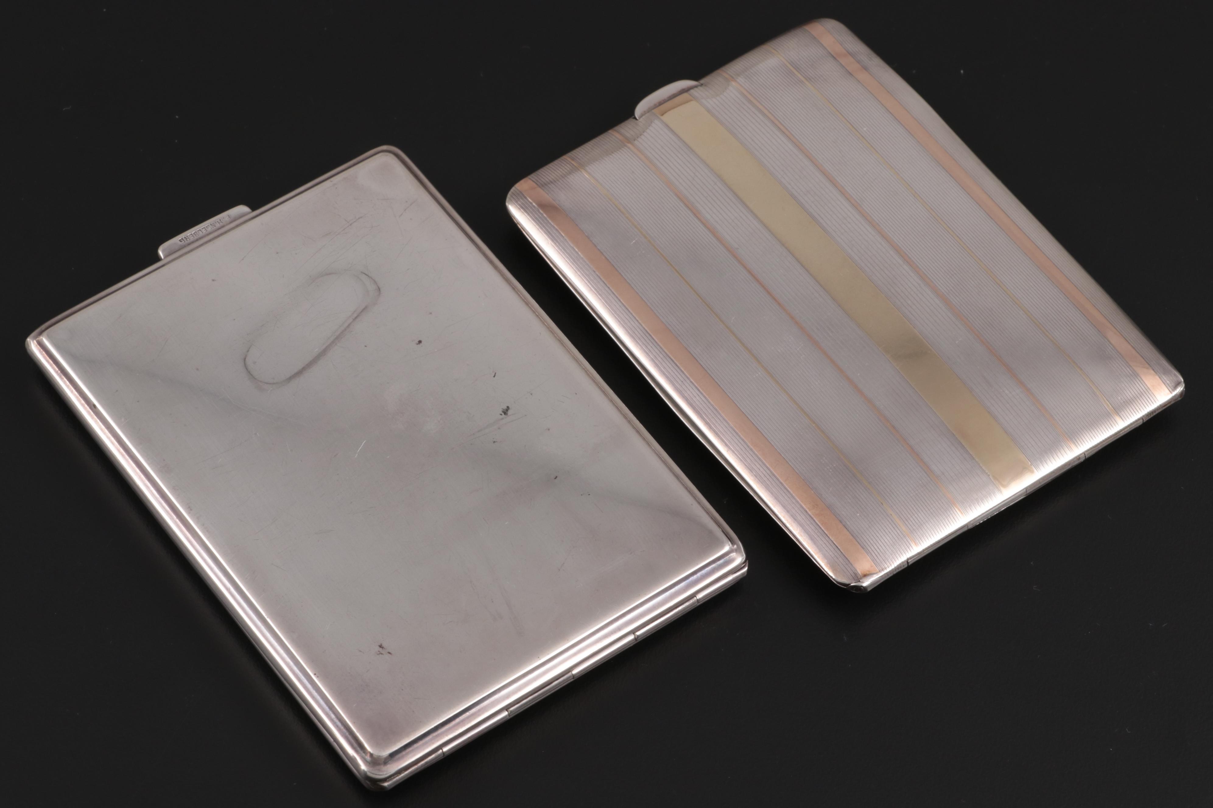 James E. Blake Co. 14K Gold and Sterling with Other Sterling Cigarette Cases