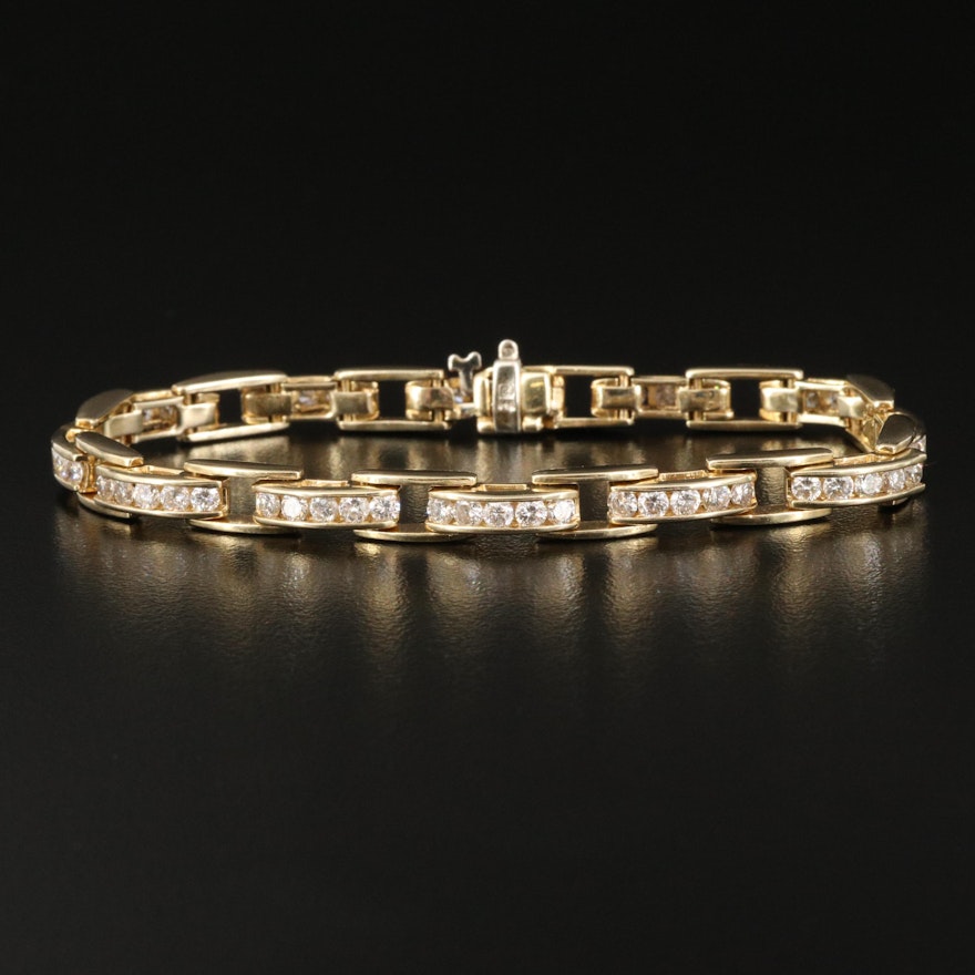 14K Channel Set 3.00 CTW Diamond Link Bracelet