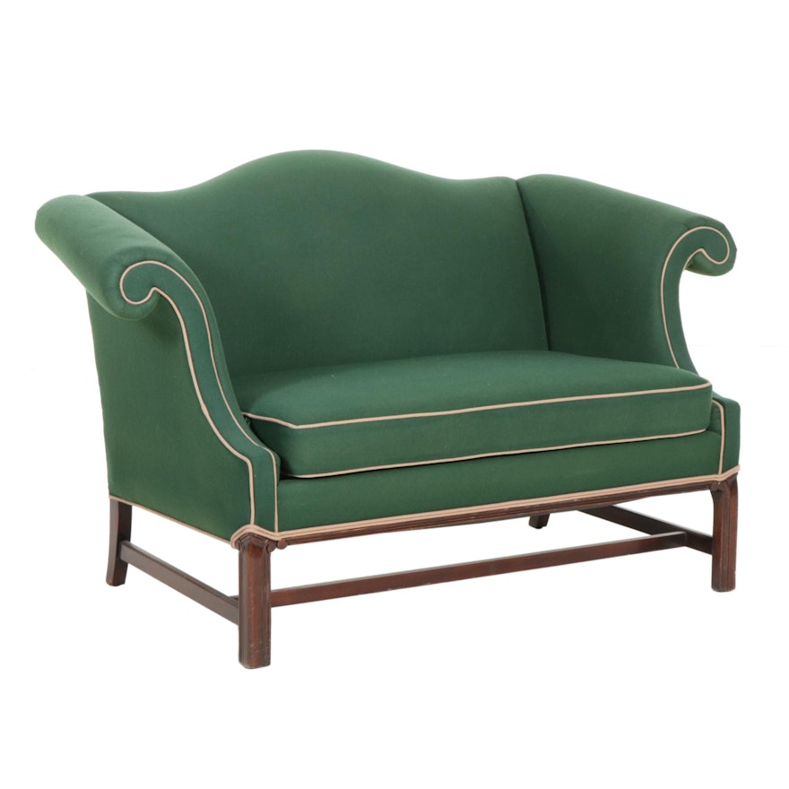 Hickory Chair Upholstered Camel Back Loveseat