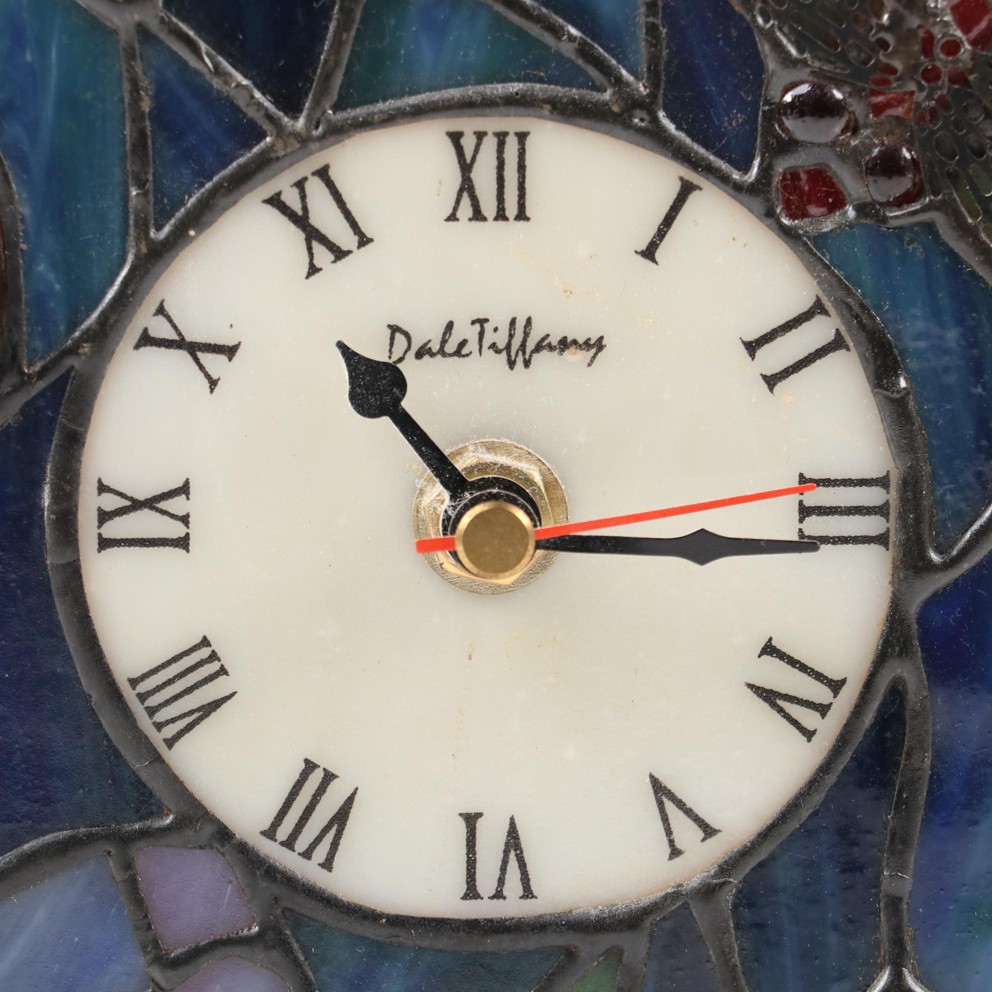 Dale Tiffany Stained Glass Light Up Desk Clock