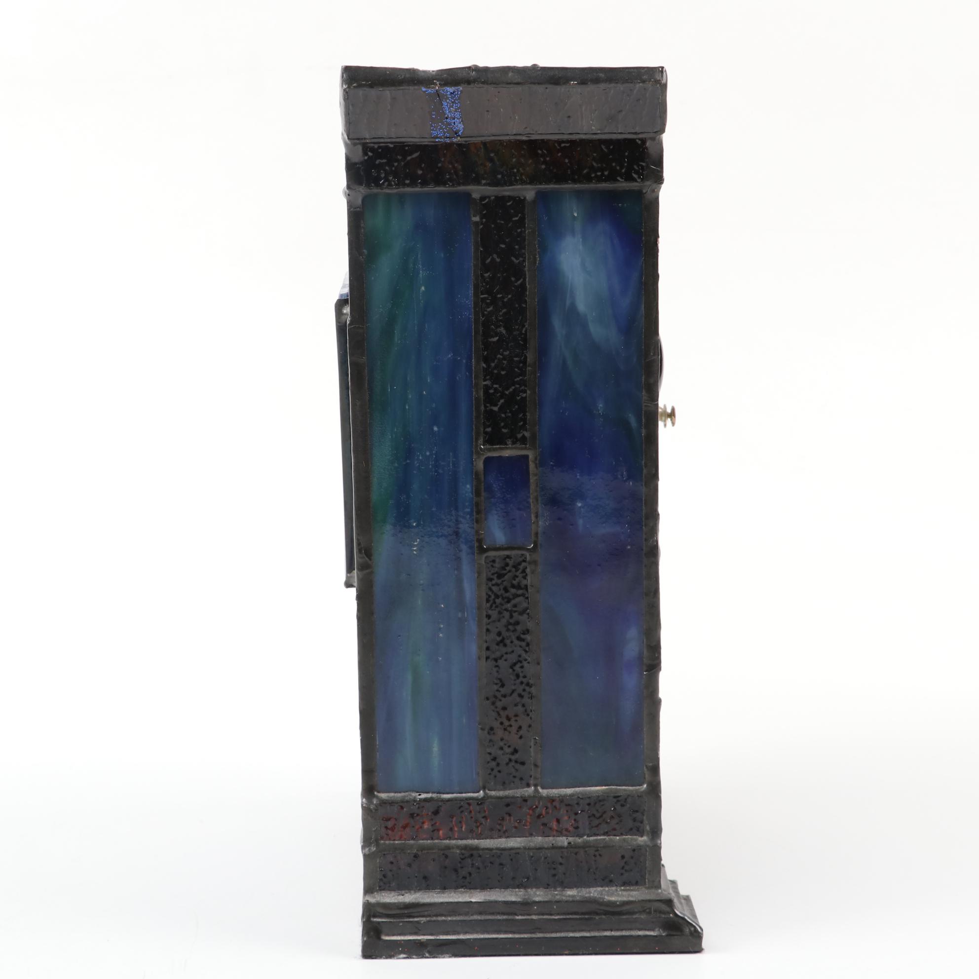 Dale Tiffany Stained Glass Light Up Desk Clock