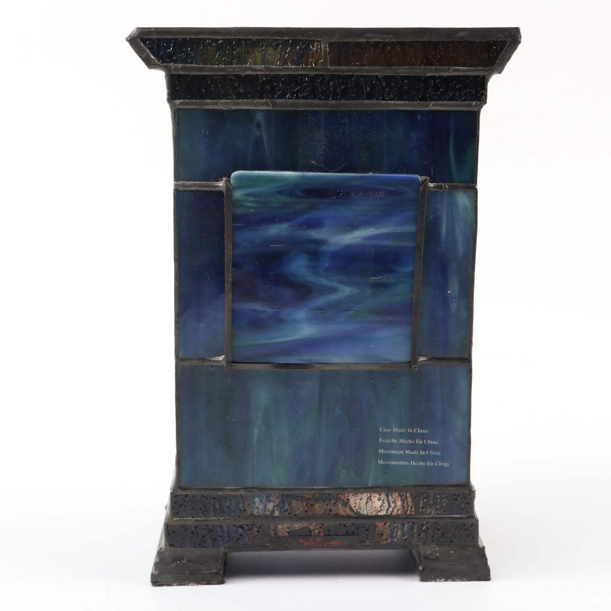 Dale Tiffany Stained Glass Light Up Desk Clock