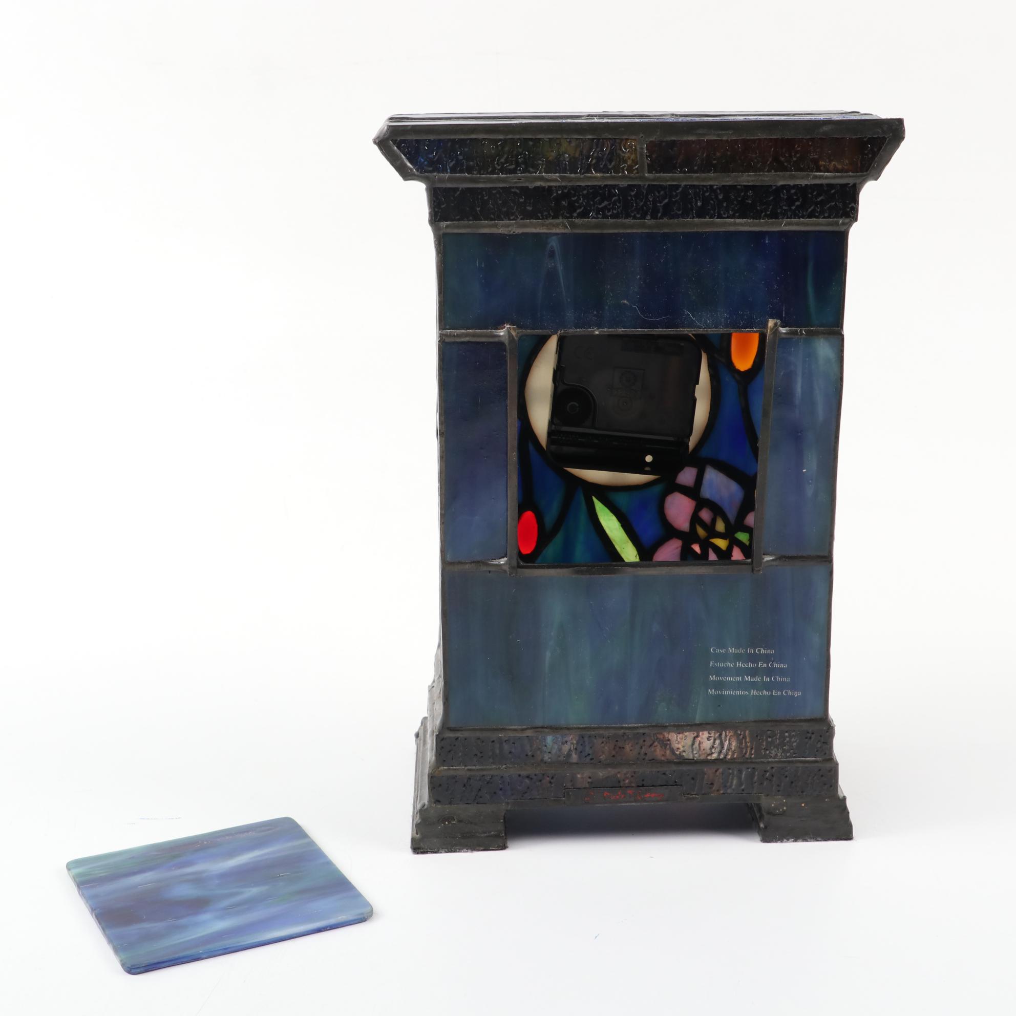 Dale Tiffany Stained Glass Light Up Desk Clock