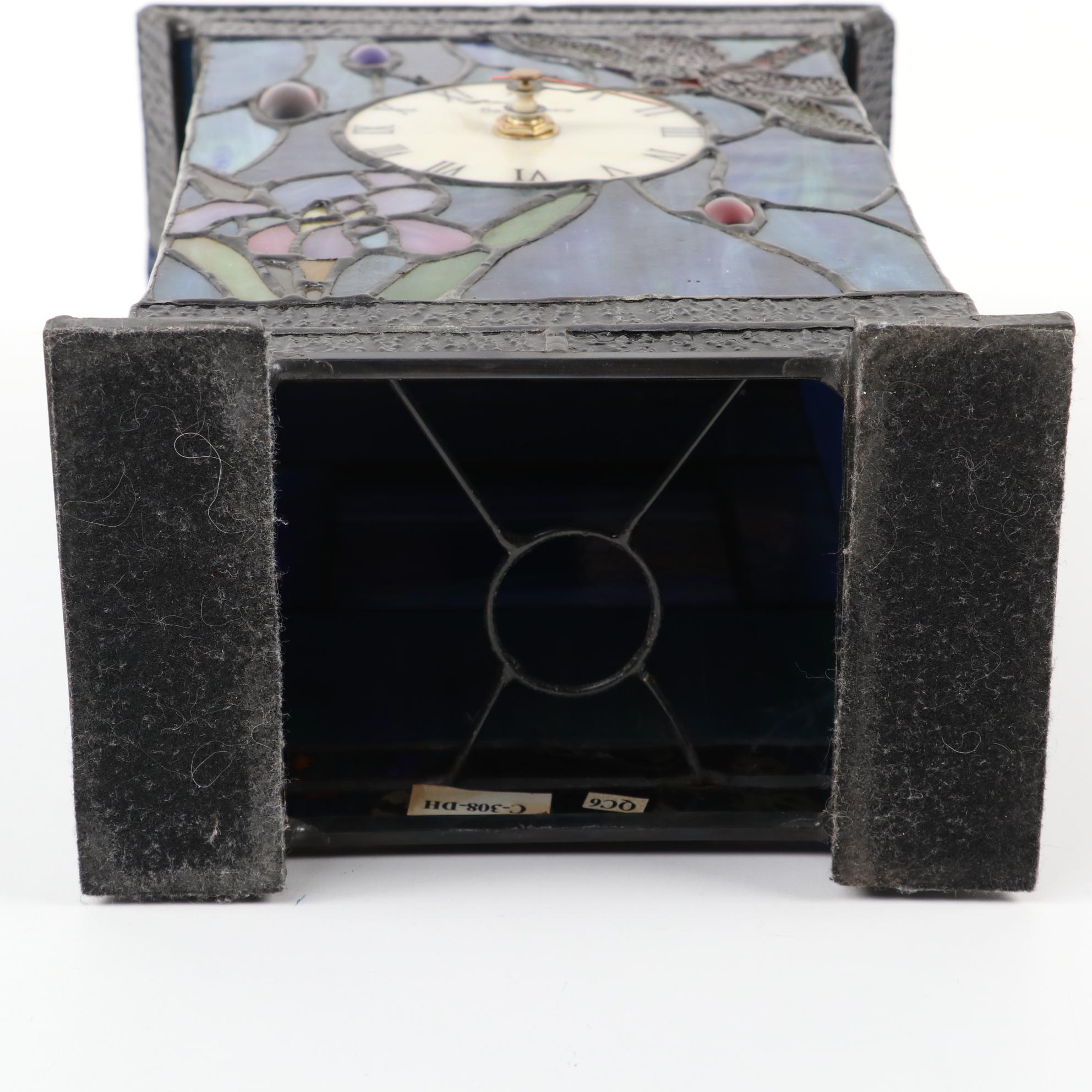 Dale Tiffany Stained Glass Light Up Desk Clock