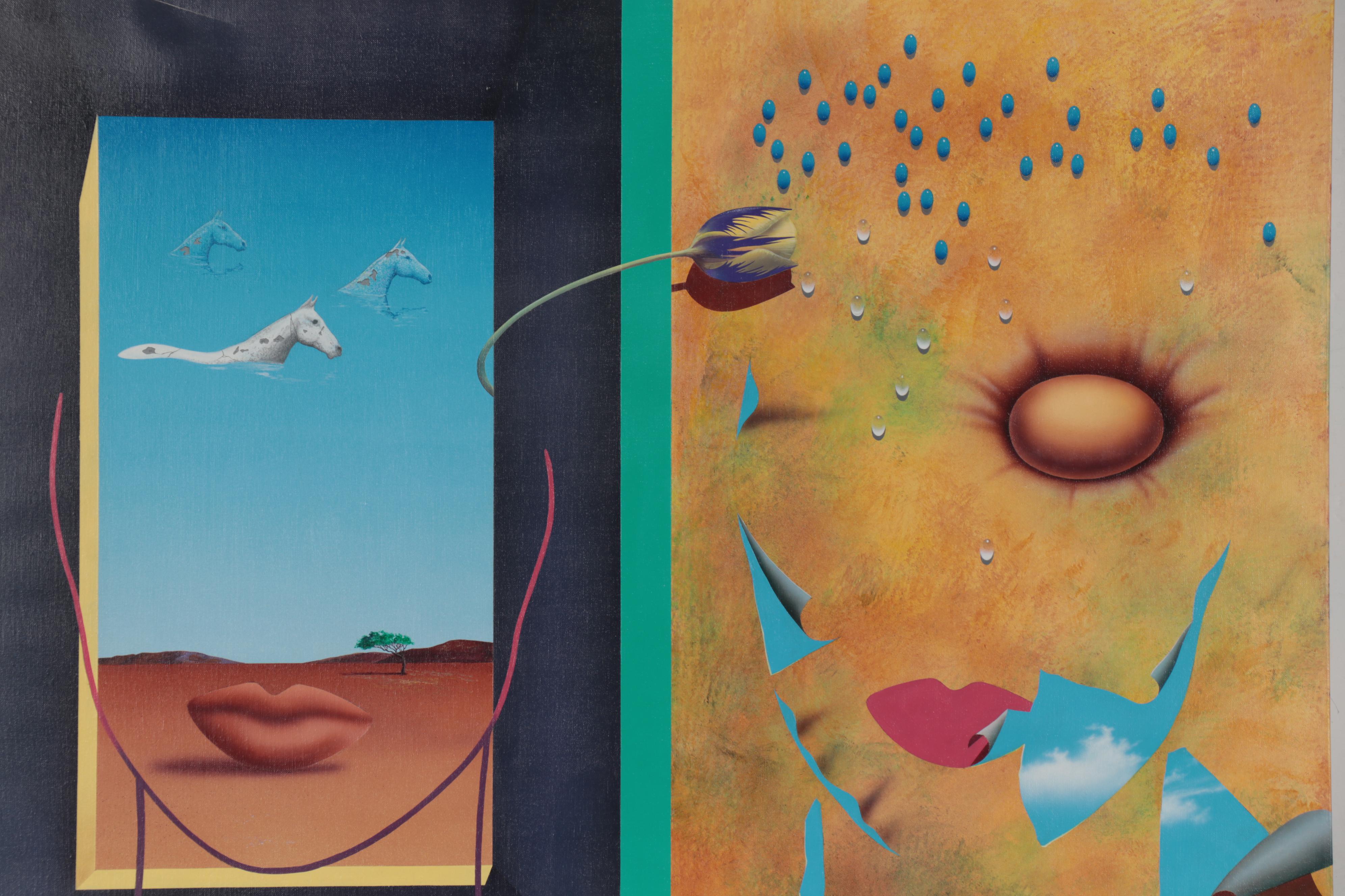 Rick Garcia Large-Scale Surrealist Acrylic Painting "Point of View," 1992