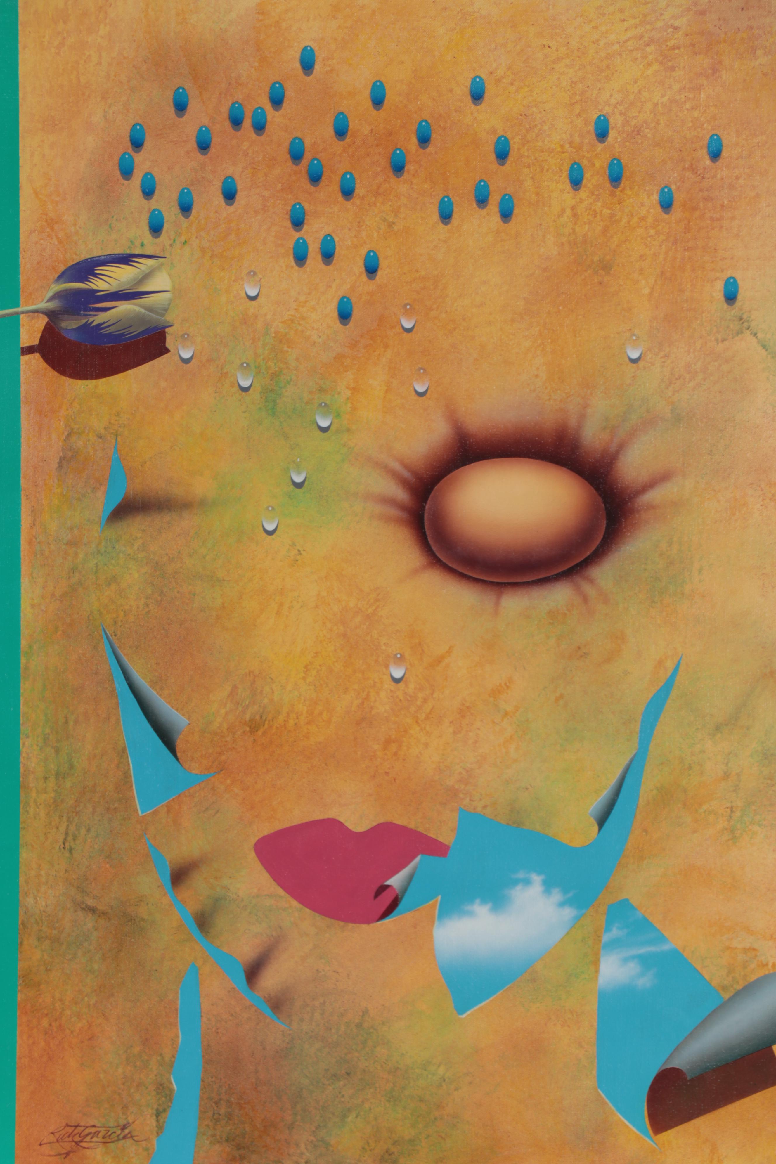 Rick Garcia Large-Scale Surrealist Acrylic Painting "Point of View," 1992