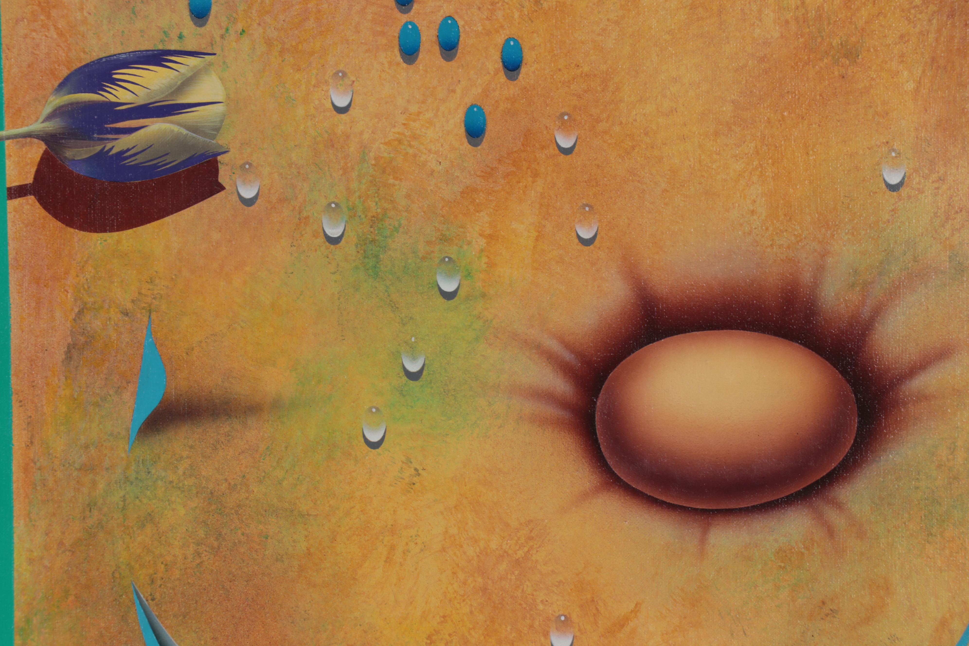 Rick Garcia Large-Scale Surrealist Acrylic Painting "Point of View," 1992