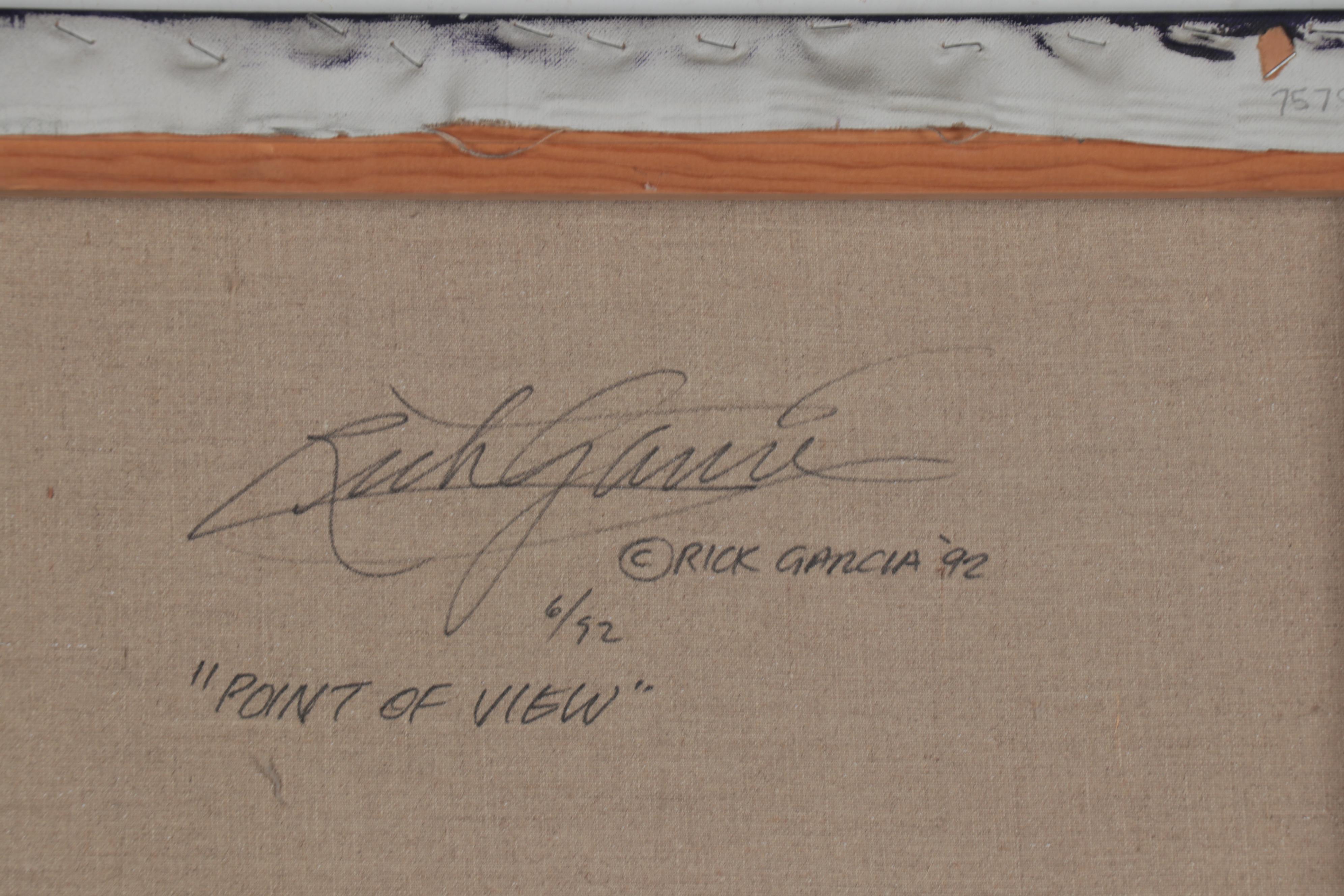 Rick Garcia Large-Scale Surrealist Acrylic Painting "Point of View," 1992