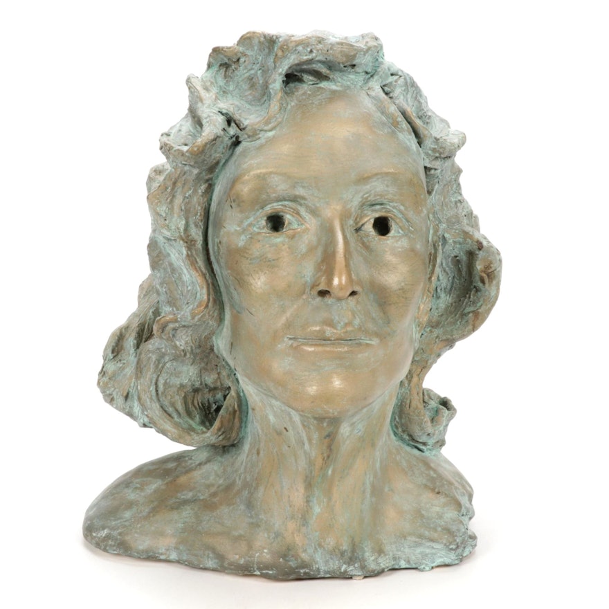 Barbara Sweney Ceramic Portrait Bust Sculpture, 1998