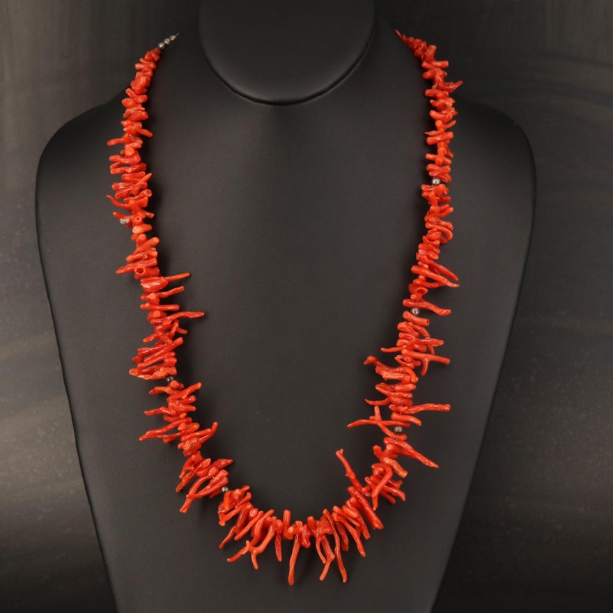 Sterling Branch Coral Graduated Necklace