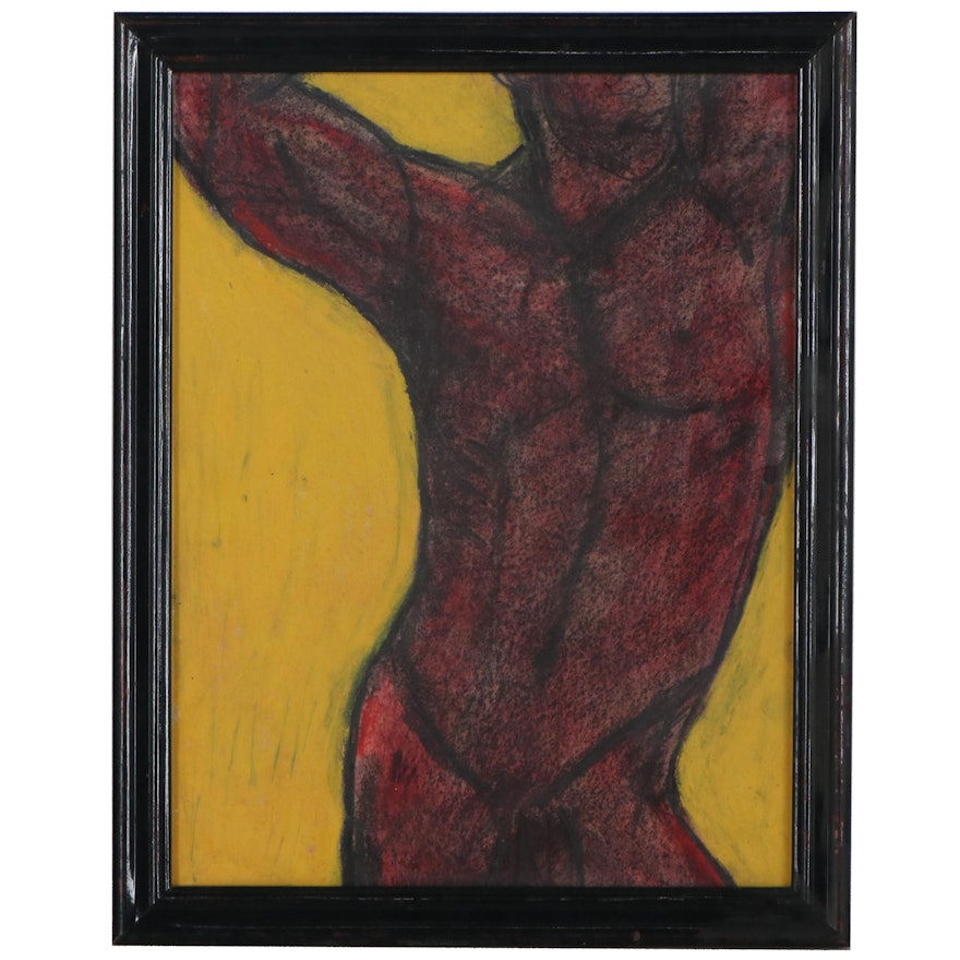 Pastel Drawing of a Male Torso