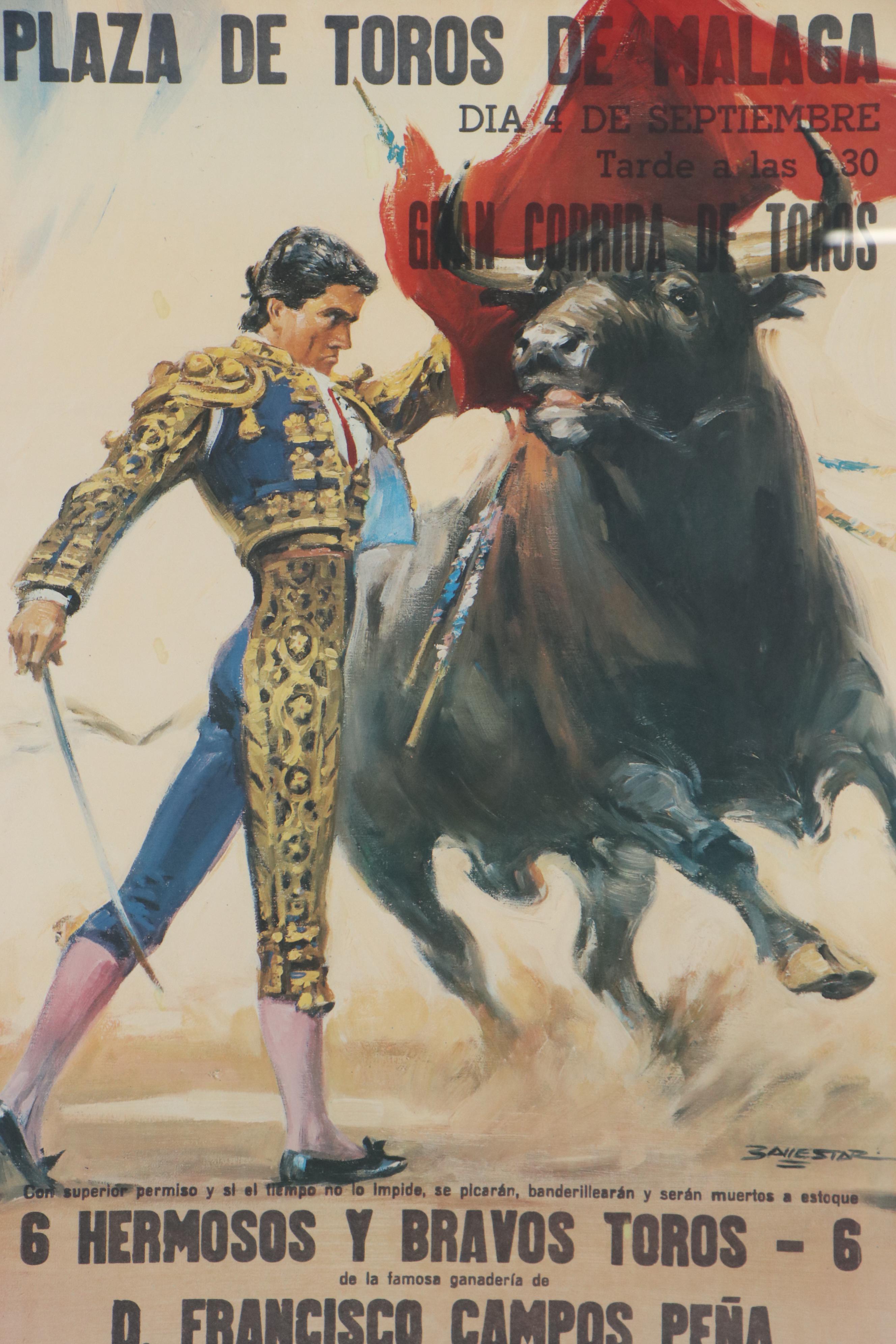 "Plaza de Toros de Malaga" Spanish Bullfighting Poster after Vicenç Balllestar