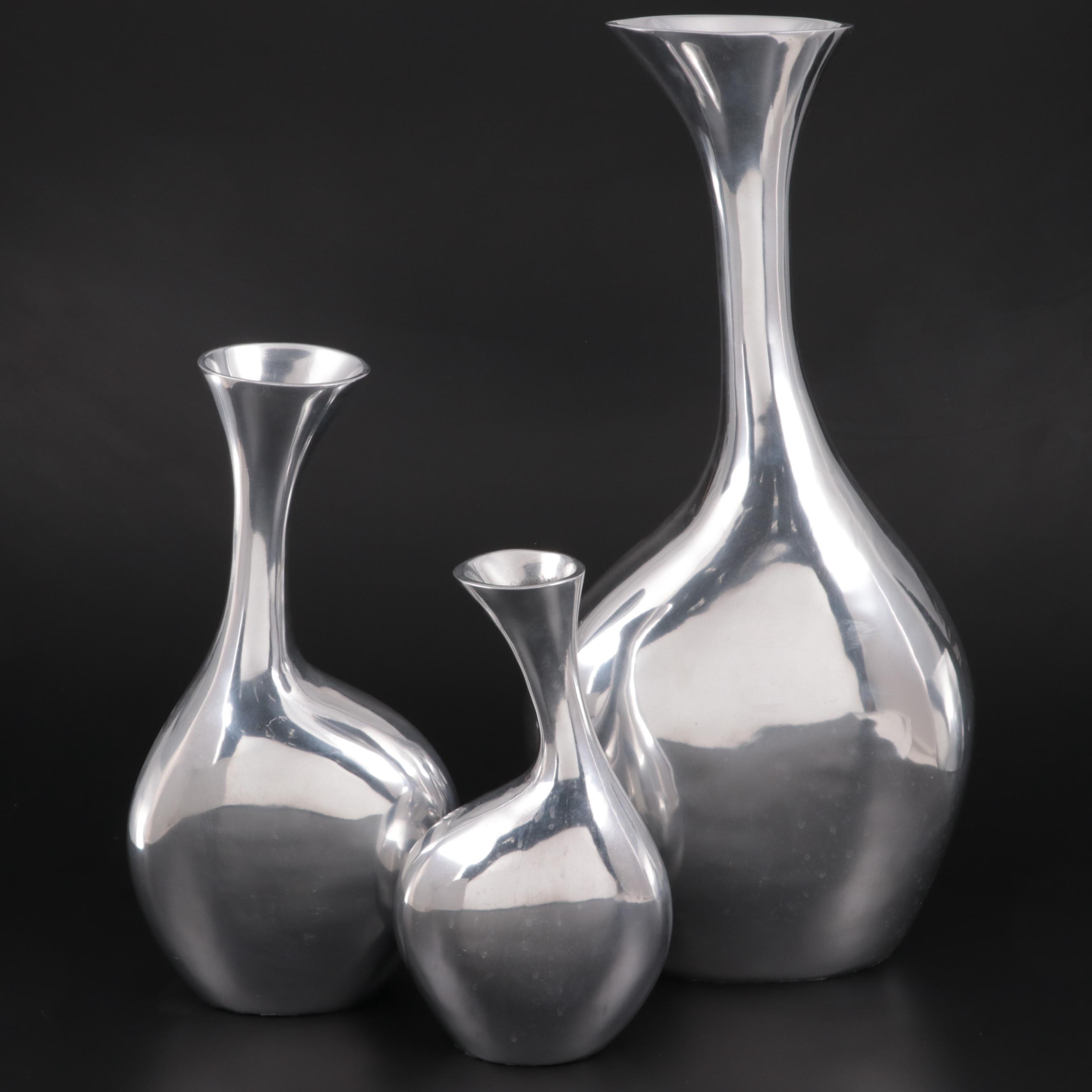 David A. Millet Inc. Retailed Modernist Cast Aluminium Vases