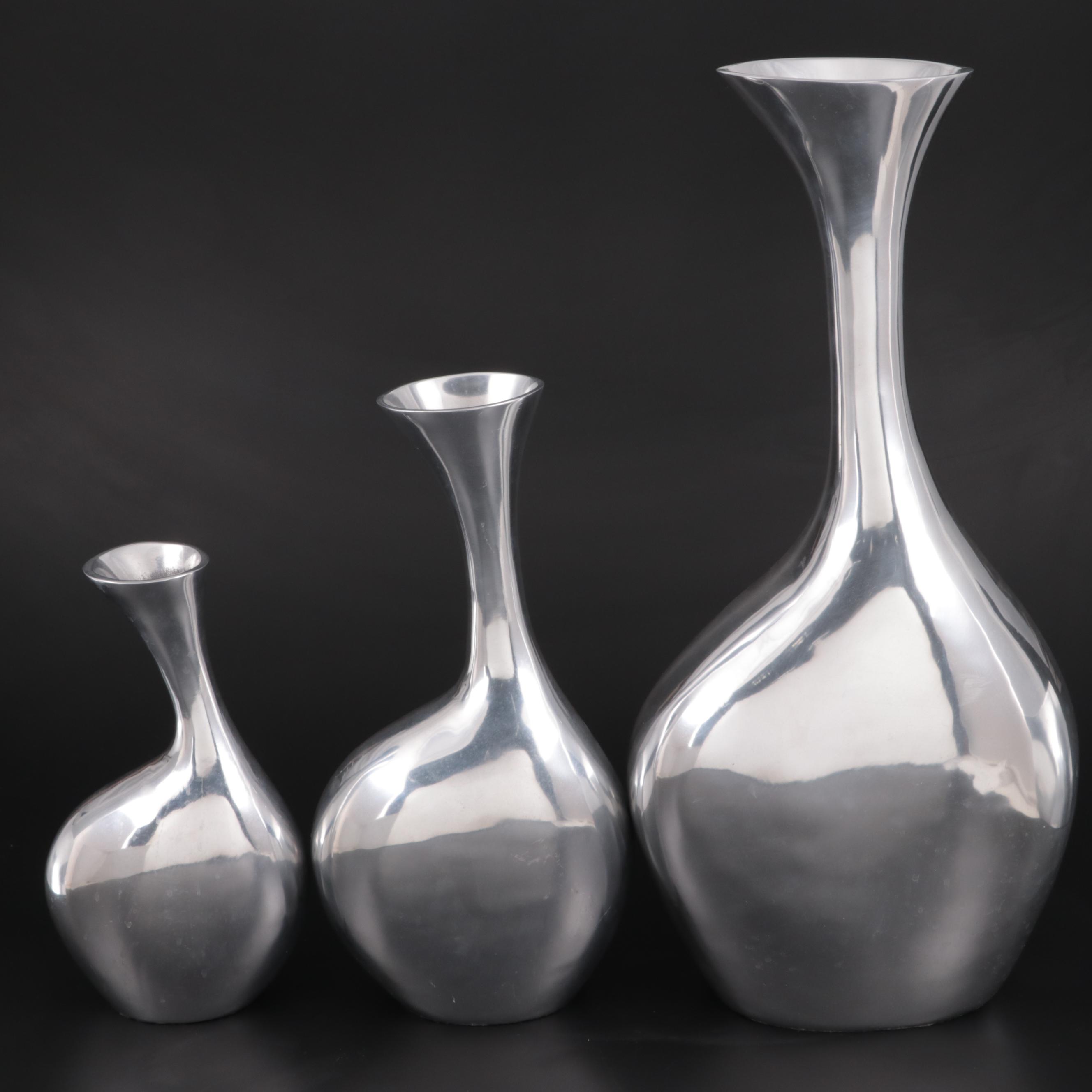 David A. Millet Inc. Retailed Modernist Cast Aluminium Vases