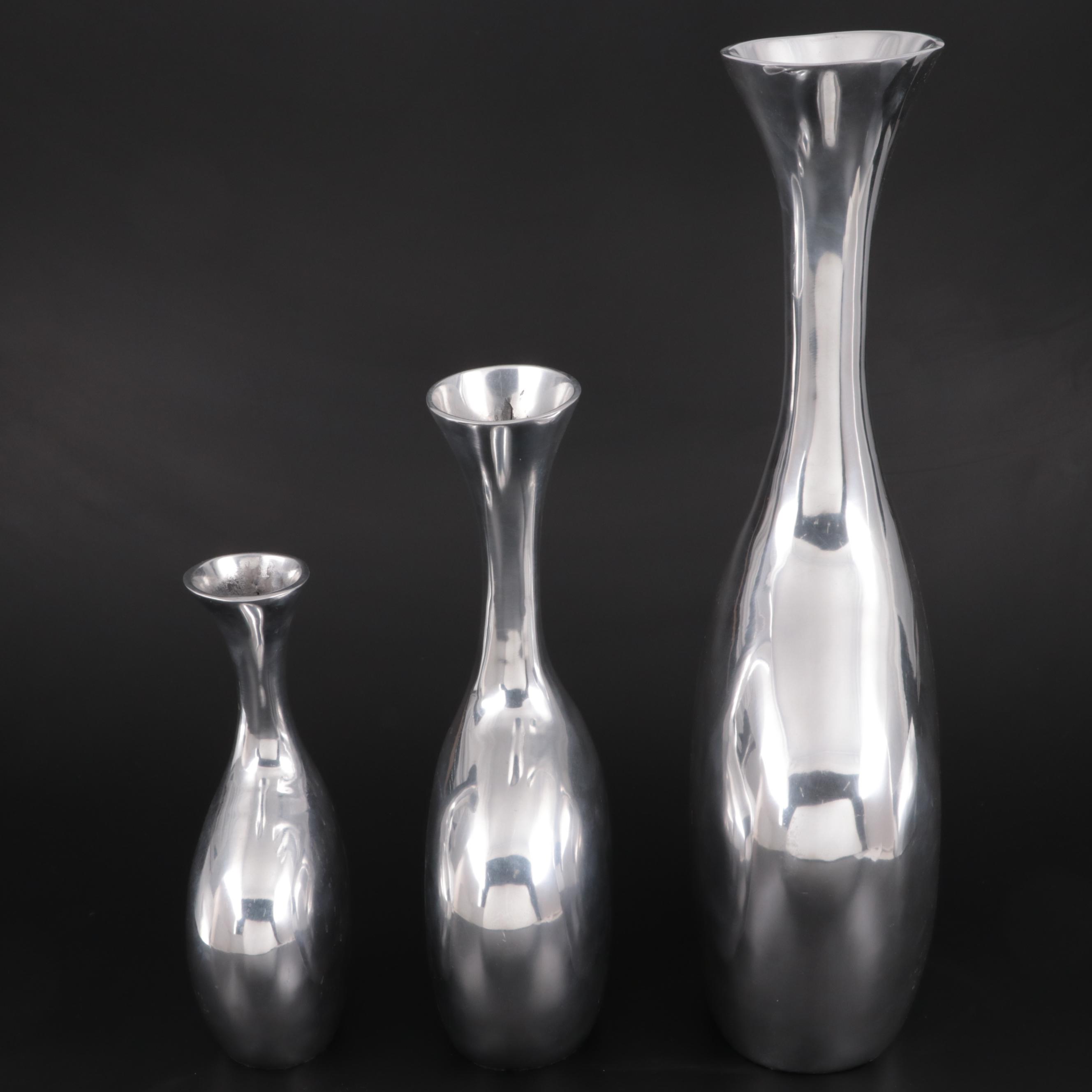 David A. Millet Inc. Retailed Modernist Cast Aluminium Vases