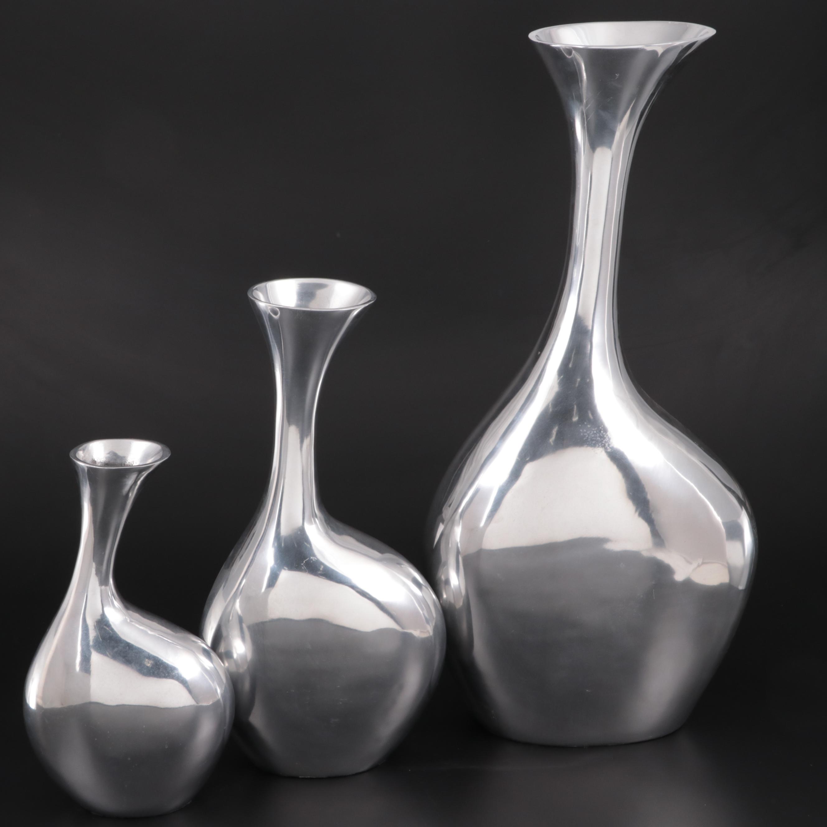 David A. Millet Inc. Retailed Modernist Cast Aluminium Vases
