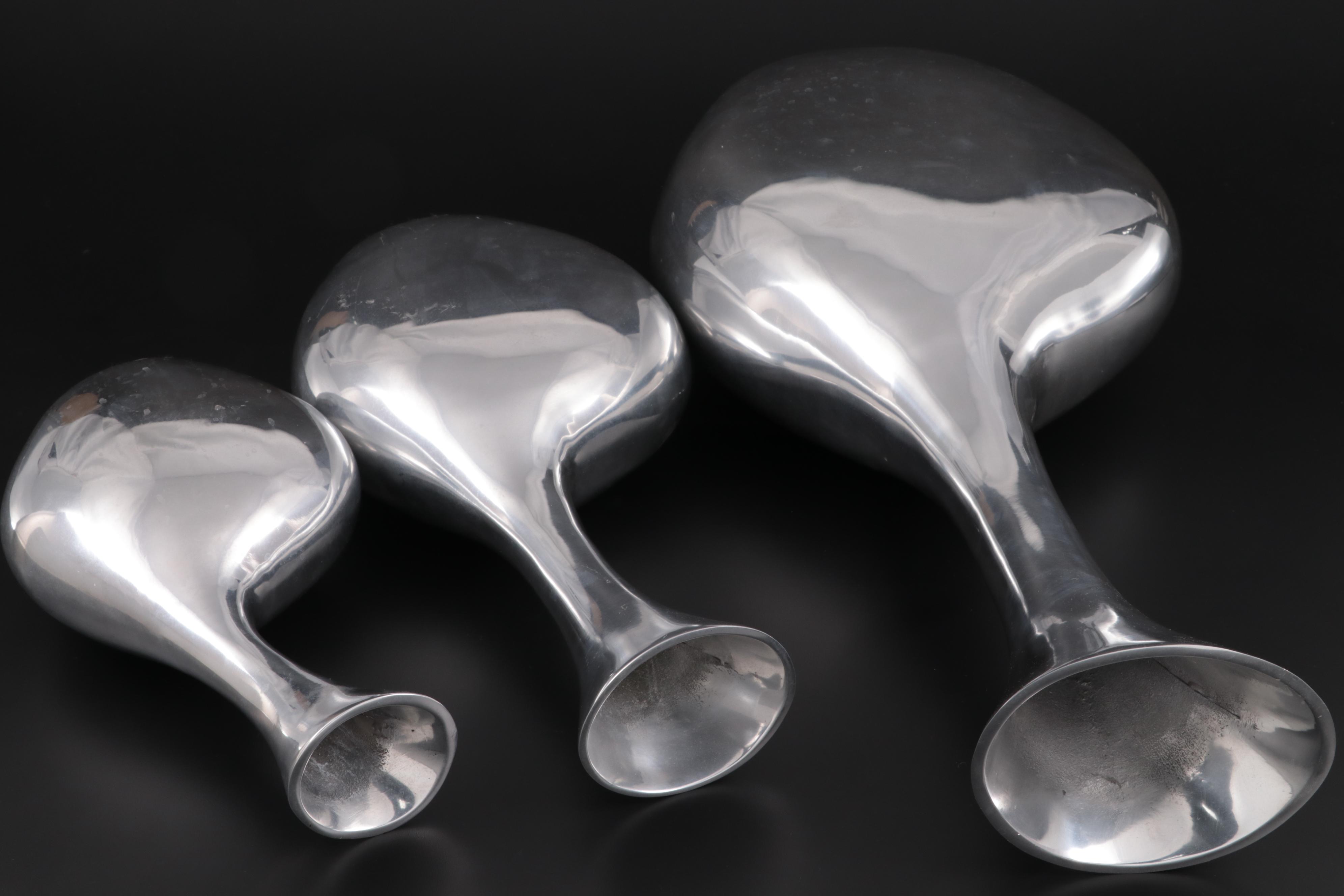 David A. Millet Inc. Retailed Modernist Cast Aluminium Vases