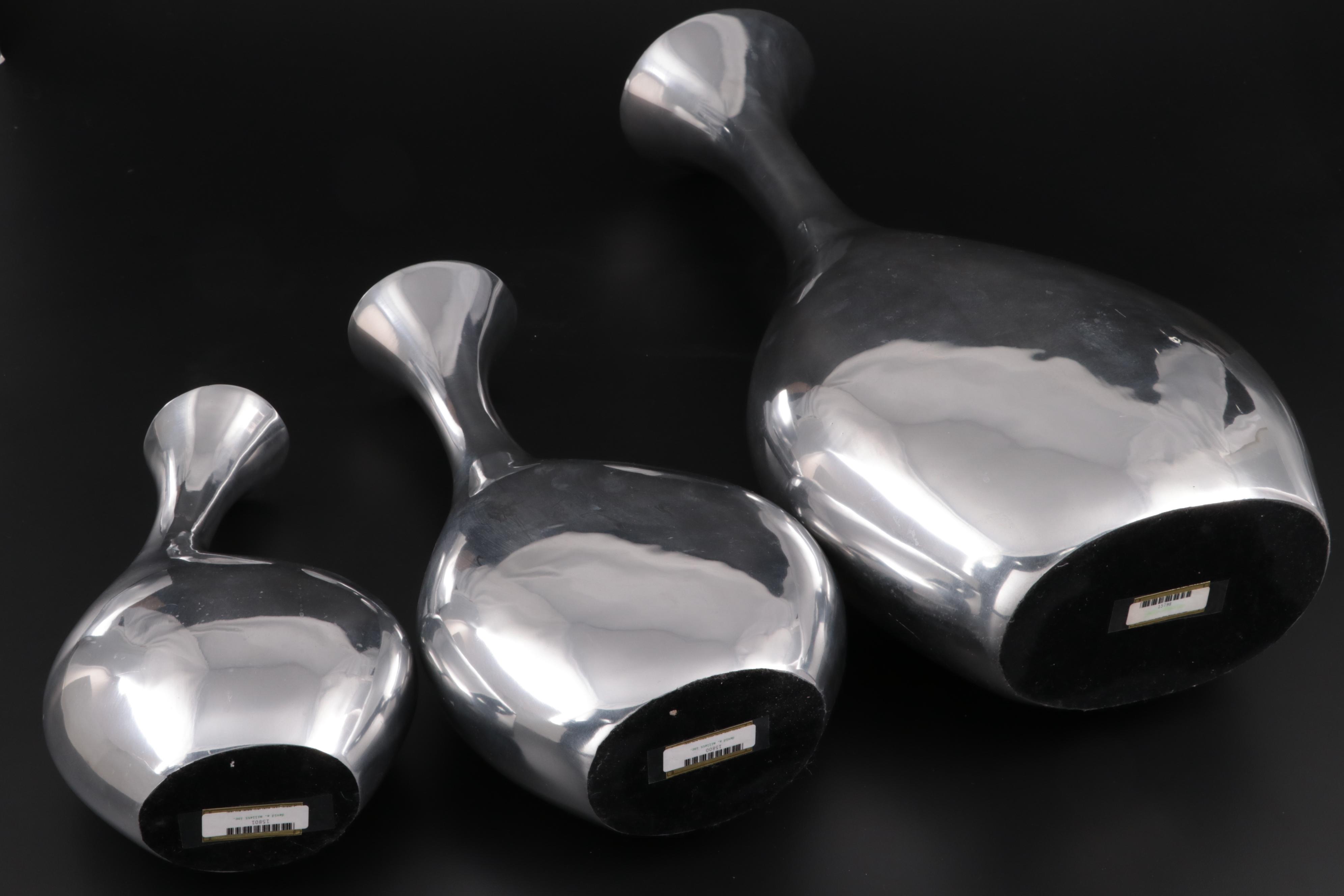 David A. Millet Inc. Retailed Modernist Cast Aluminium Vases