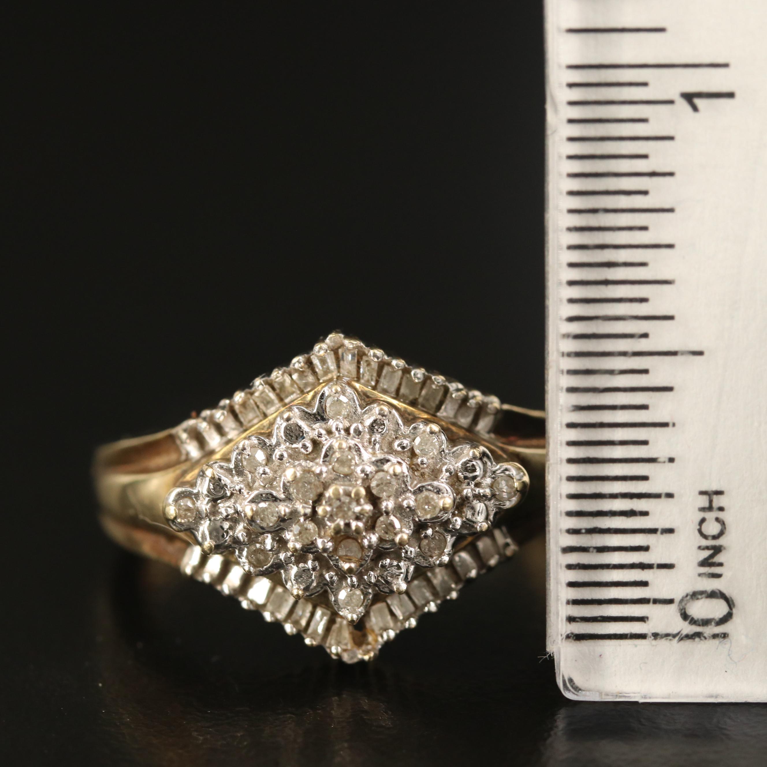 10K Diamond Cluster Ring