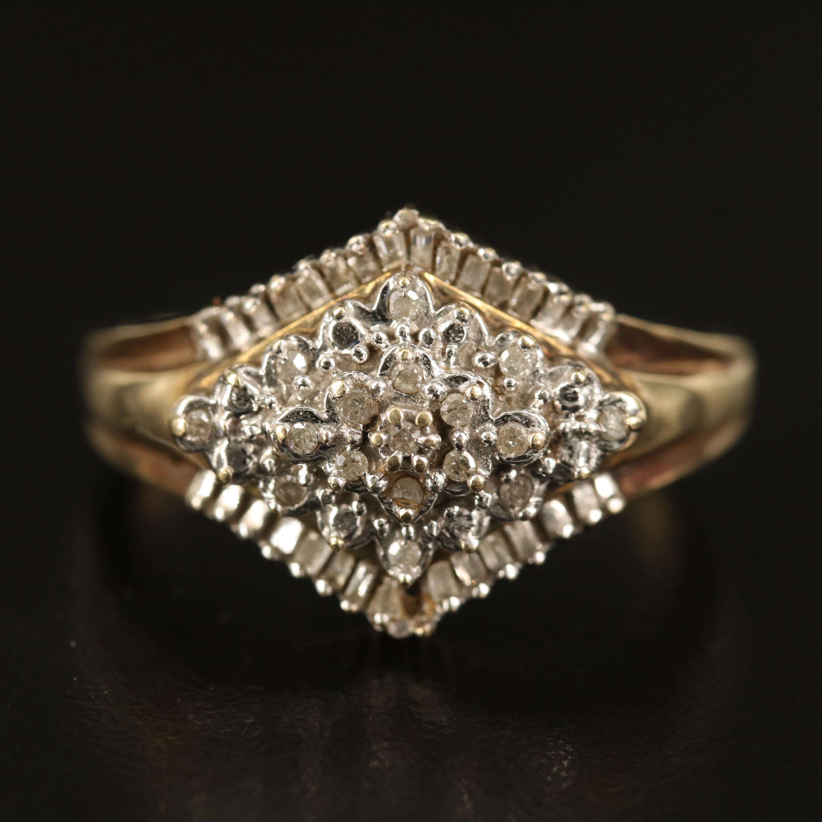 10K Diamond Cluster Ring