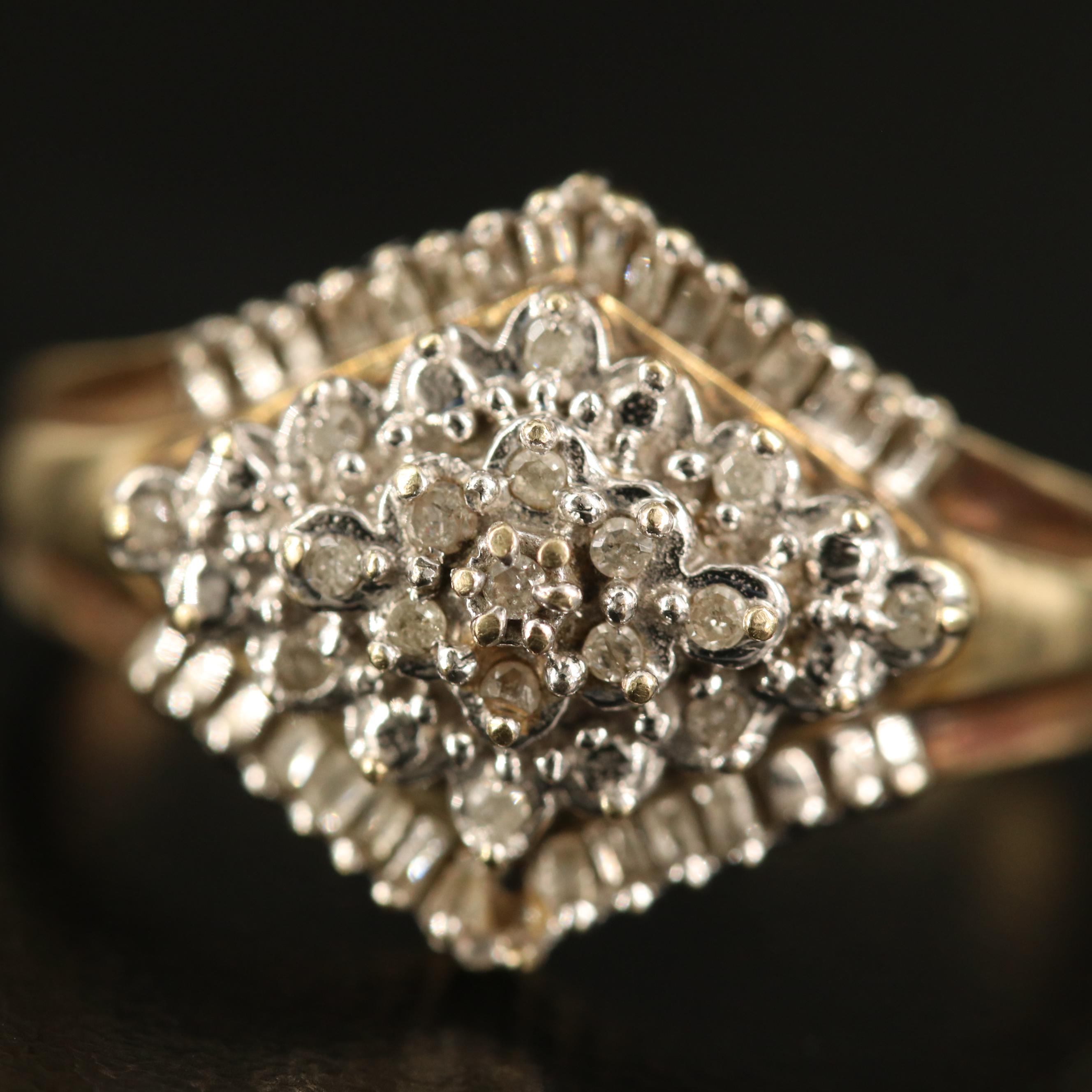 10K Diamond Cluster Ring