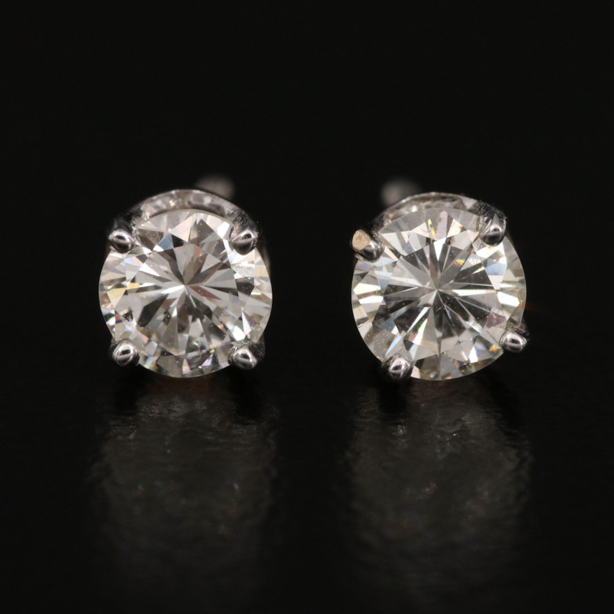 14K 0.76 CTW Diamond Stud Earrings with 18K Posts and Clutches