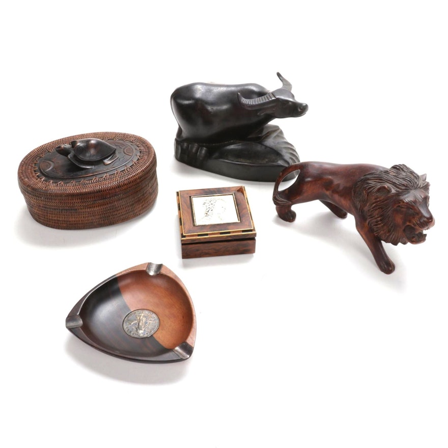 Handcrafted Ashtray, Sculptures, and Decorative Boxes