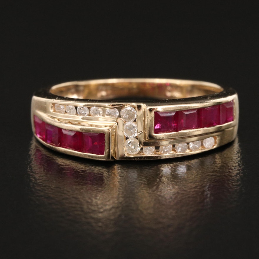 14K Channel Set Ruby and Diamond Band