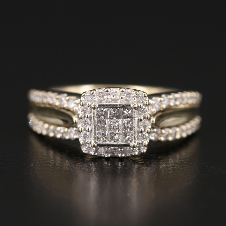 10K Diamond Halo Ring