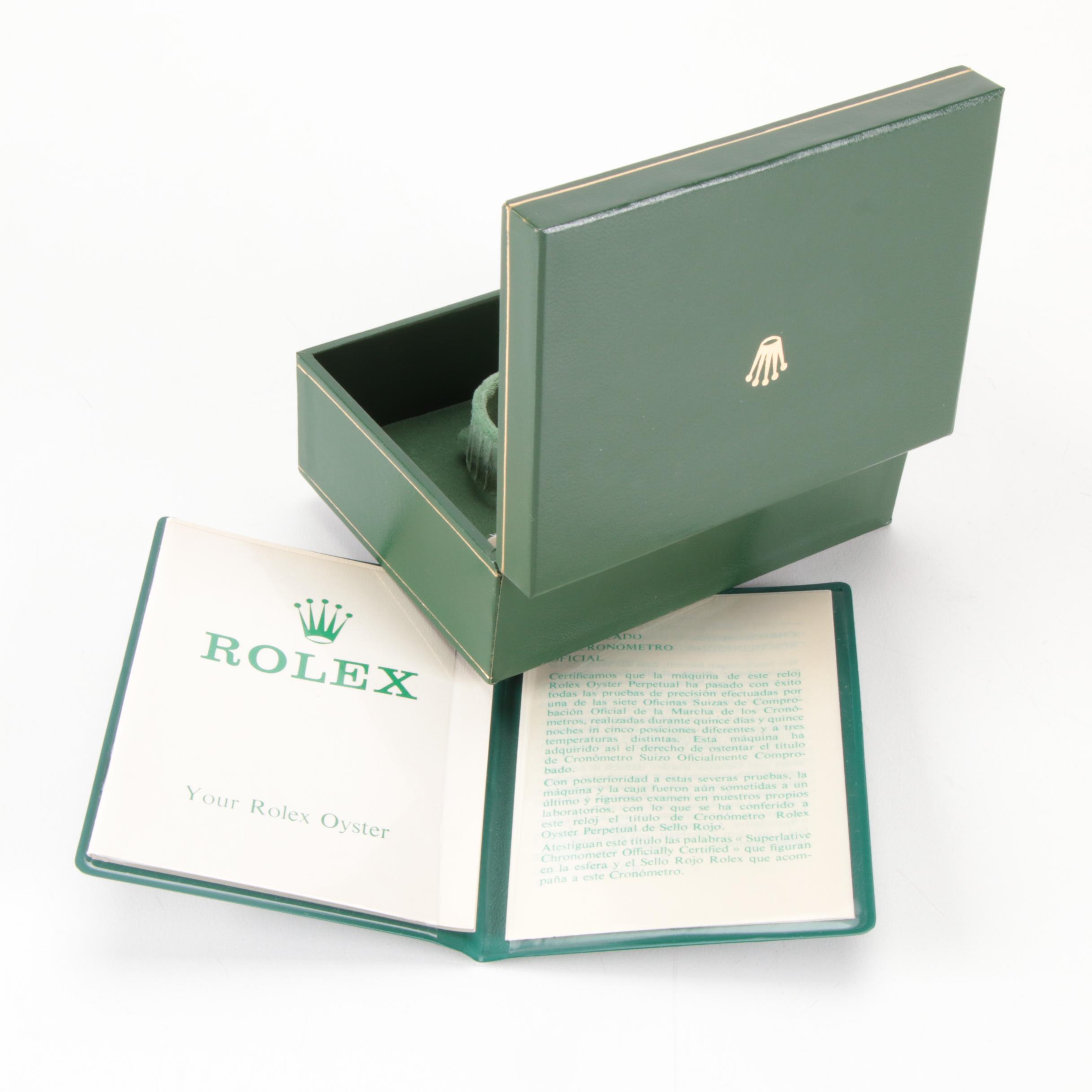 Rolex Oyster Green Leather Watch Case with Rolex Guarantee and Tags