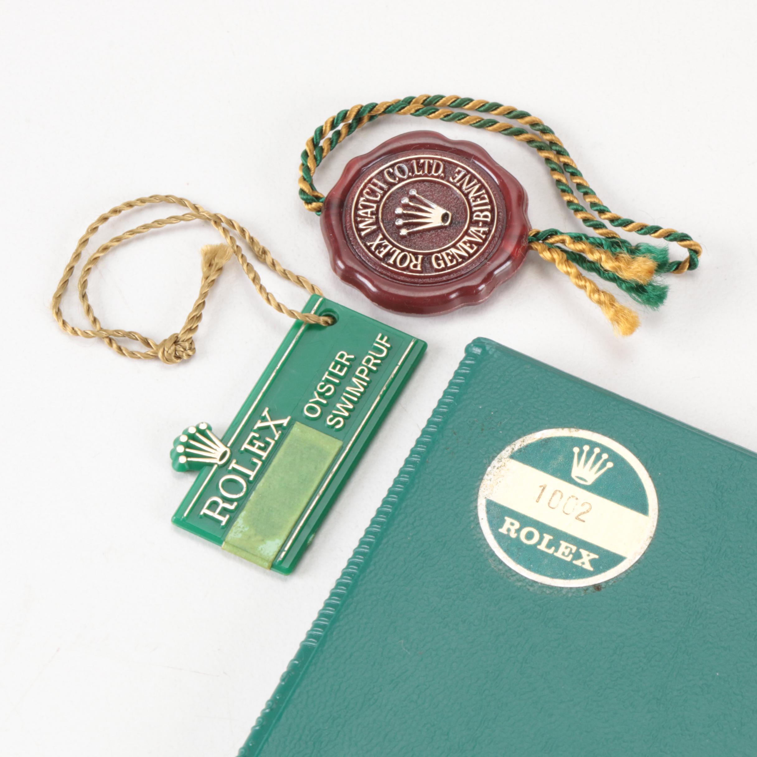 Rolex Oyster Green Leather Watch Case with Rolex Guarantee and Tags