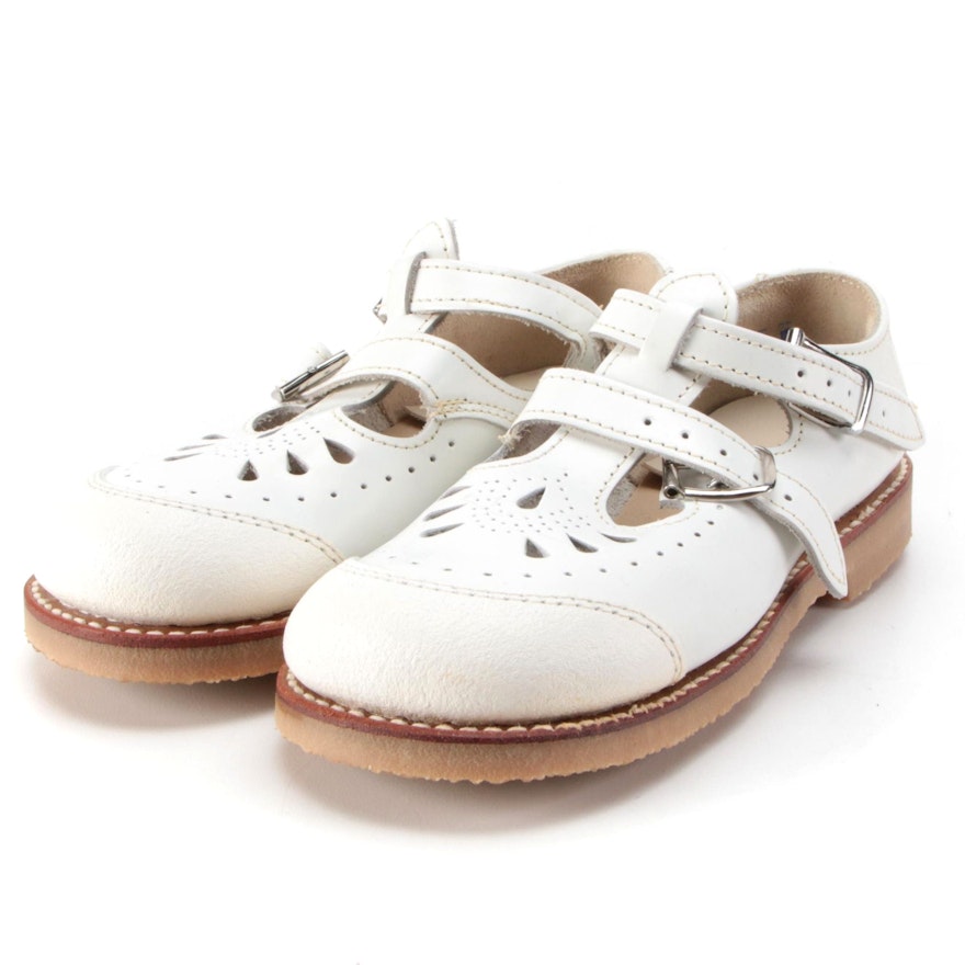 Children's Eyelet Mary Jane Shoes by Nie's Rite Posture in White Leather