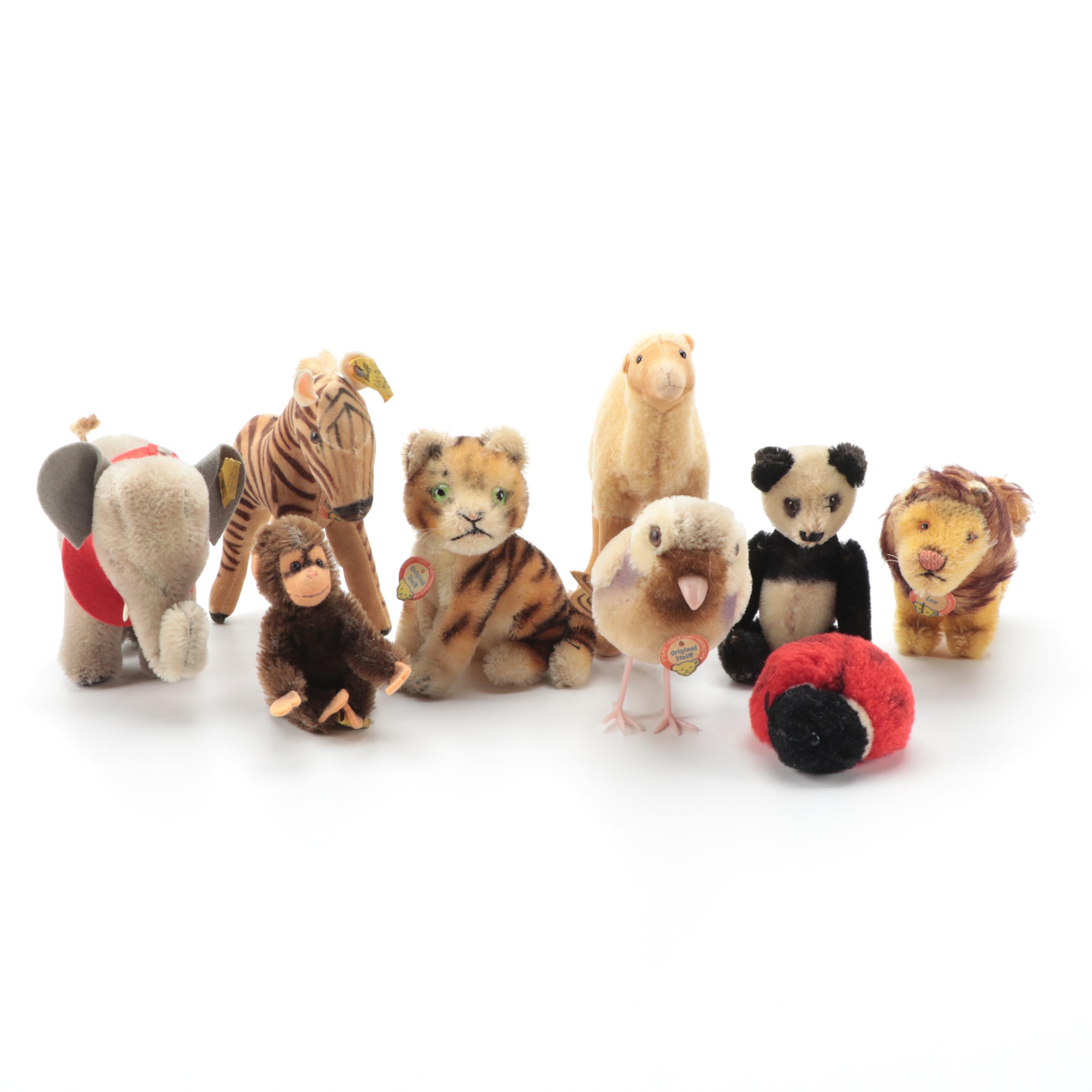 Steiff Stuffed Wild Animals Including Elephant, Lion, Zebra and More