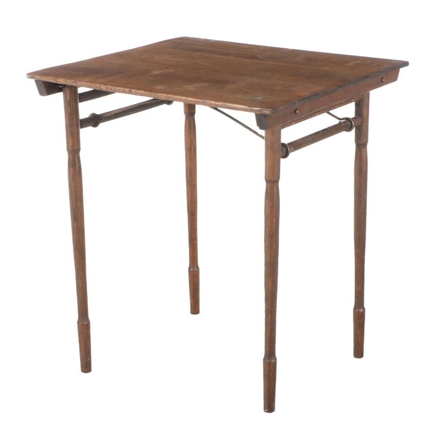 American Oak Folding Side Table, Late 19th/Early 20th Century