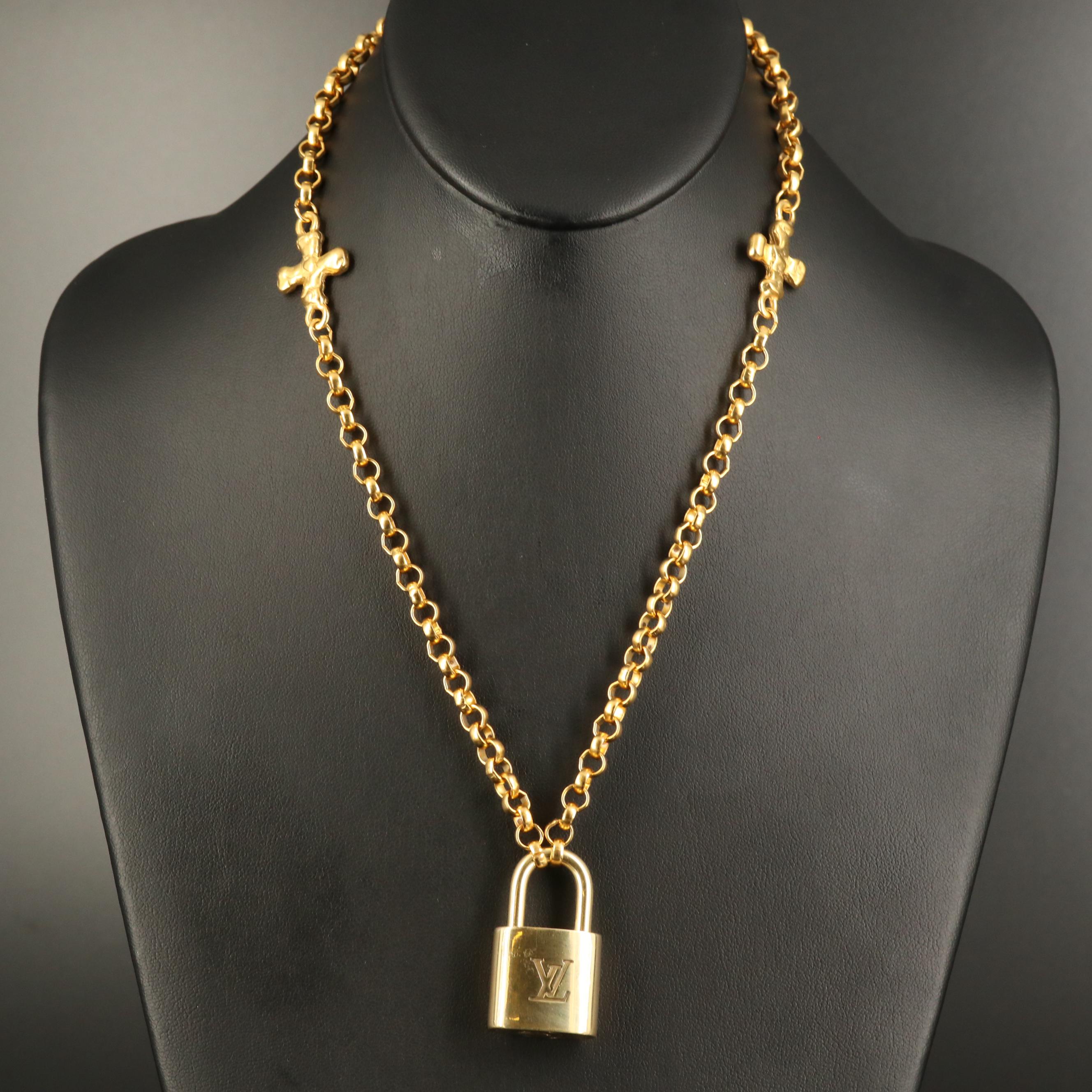 Louis Vuitton Lock on Rolo Station Necklace