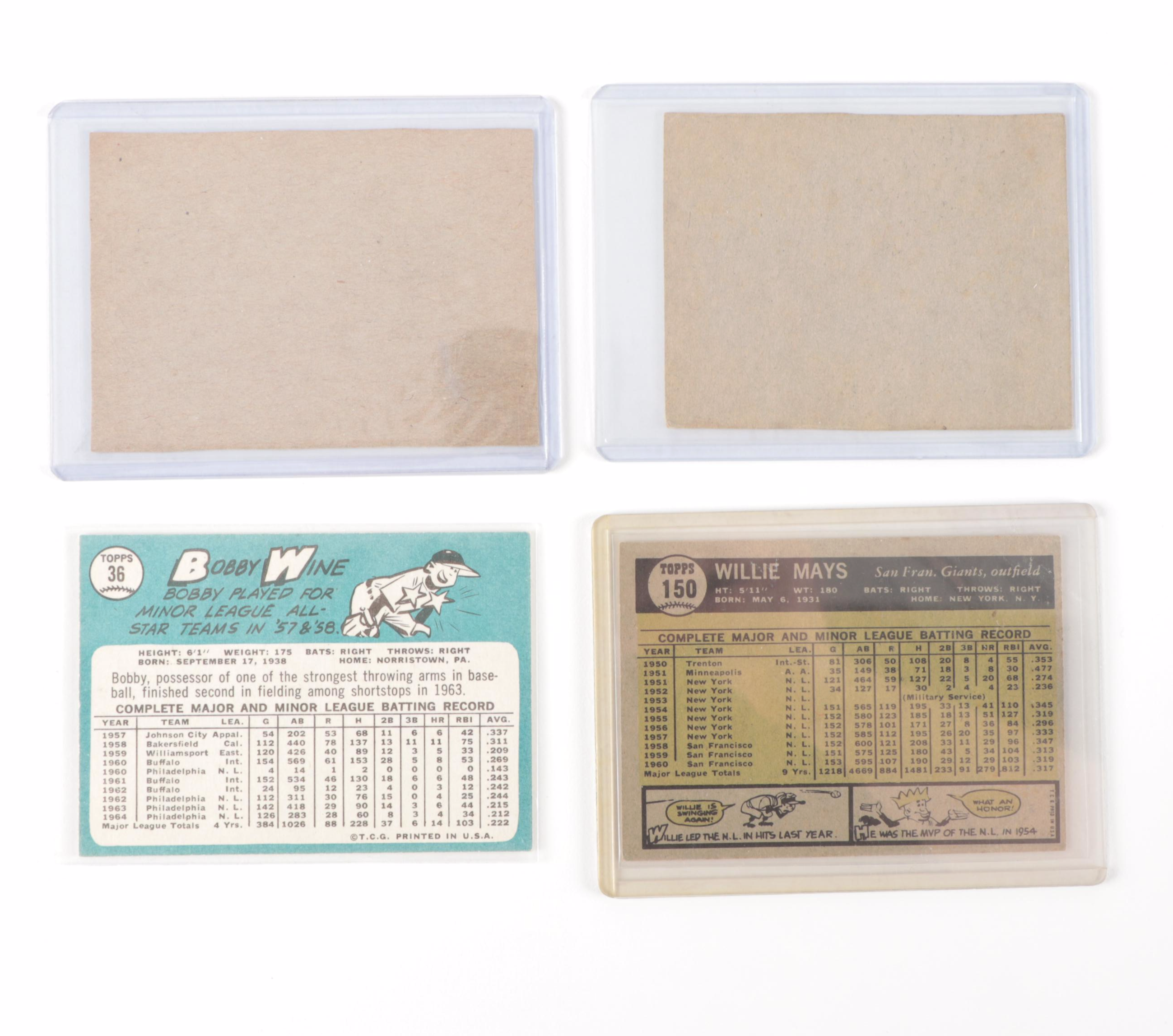 1960s Topps Baseball Cards with Willie Mays and Ernie Banks