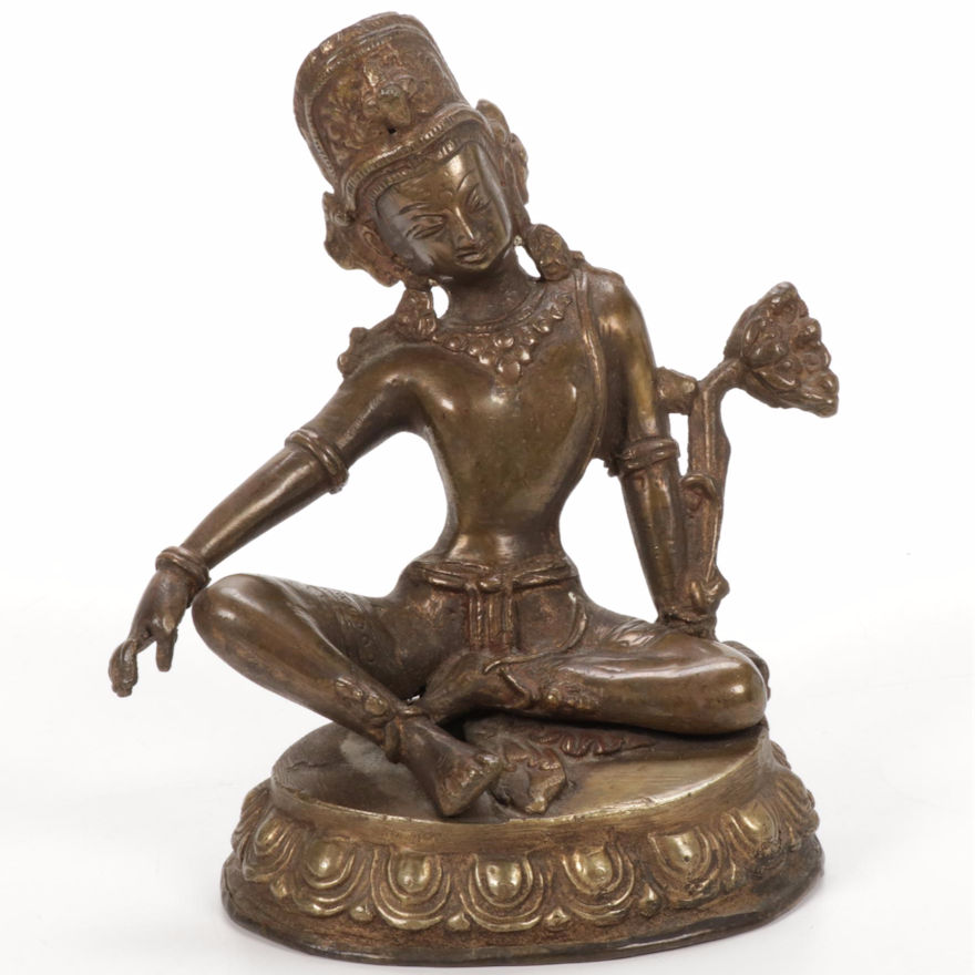 Indian Gilt Bronze Seated Bodhisattva