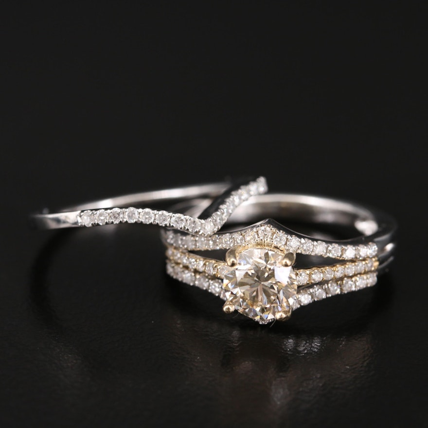 14K Diamond Ring Set with 1.04 CT Center Diamond